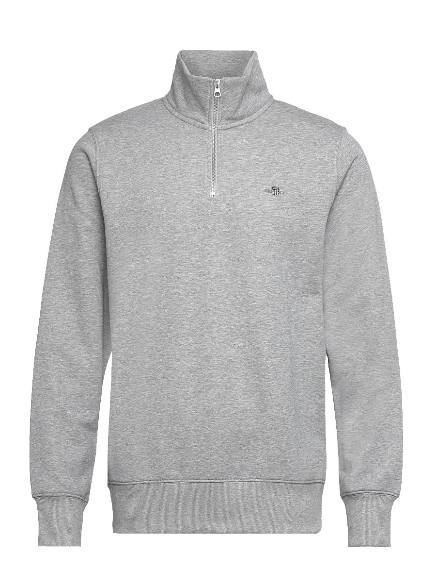 Gant - REG SHIELD HALF ZIP SWEAT - half zip jumpers - grey melange - 1