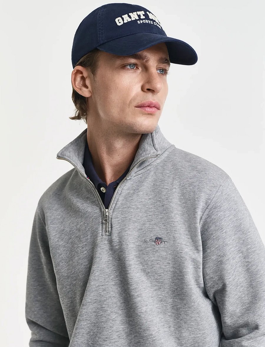 Gant - REG SHIELD HALF ZIP SWEAT - half zip jumpers - grey melange - 4