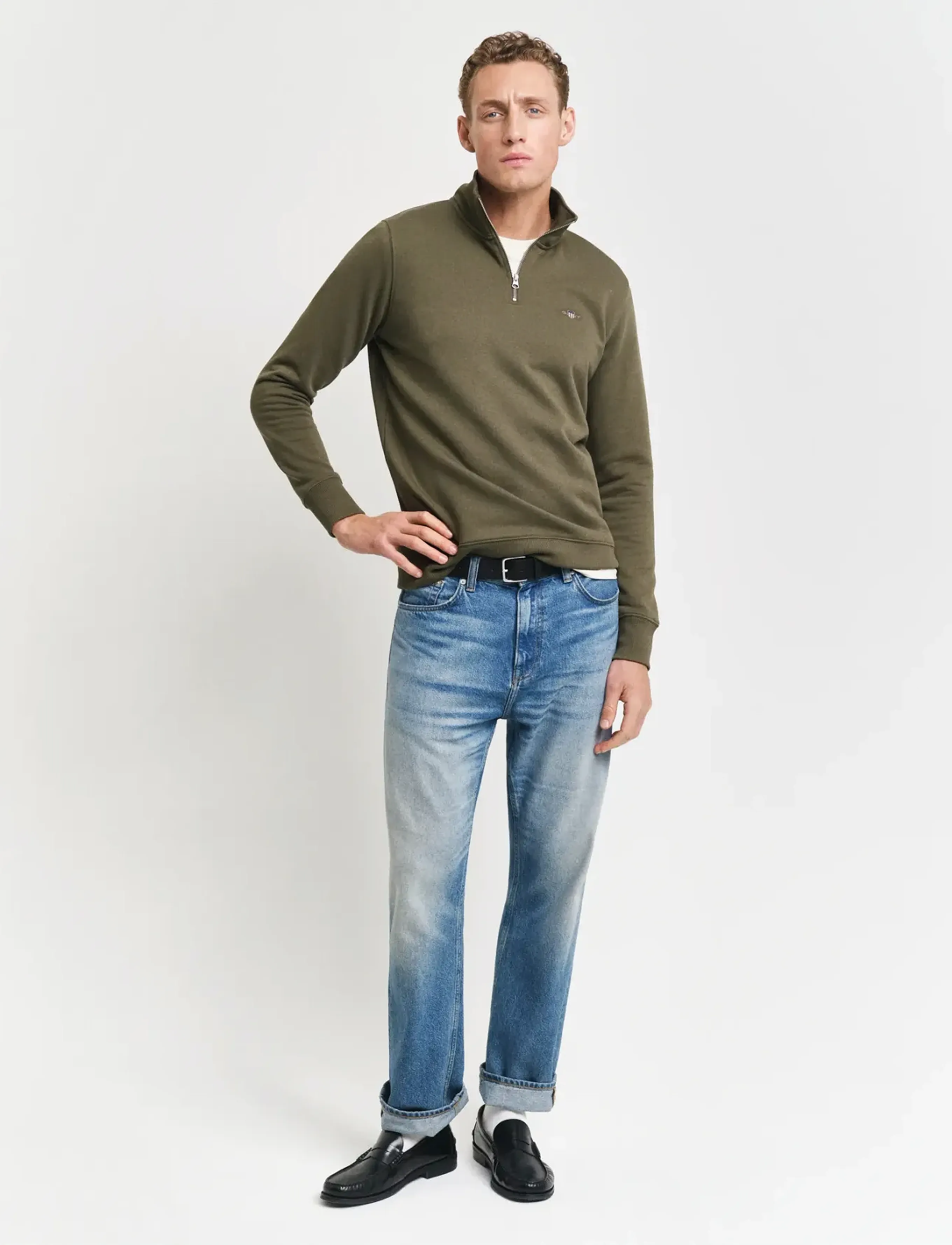 Gant - REG SHIELD HALF ZIP SWEAT - sweatshirts - juniper green - 5