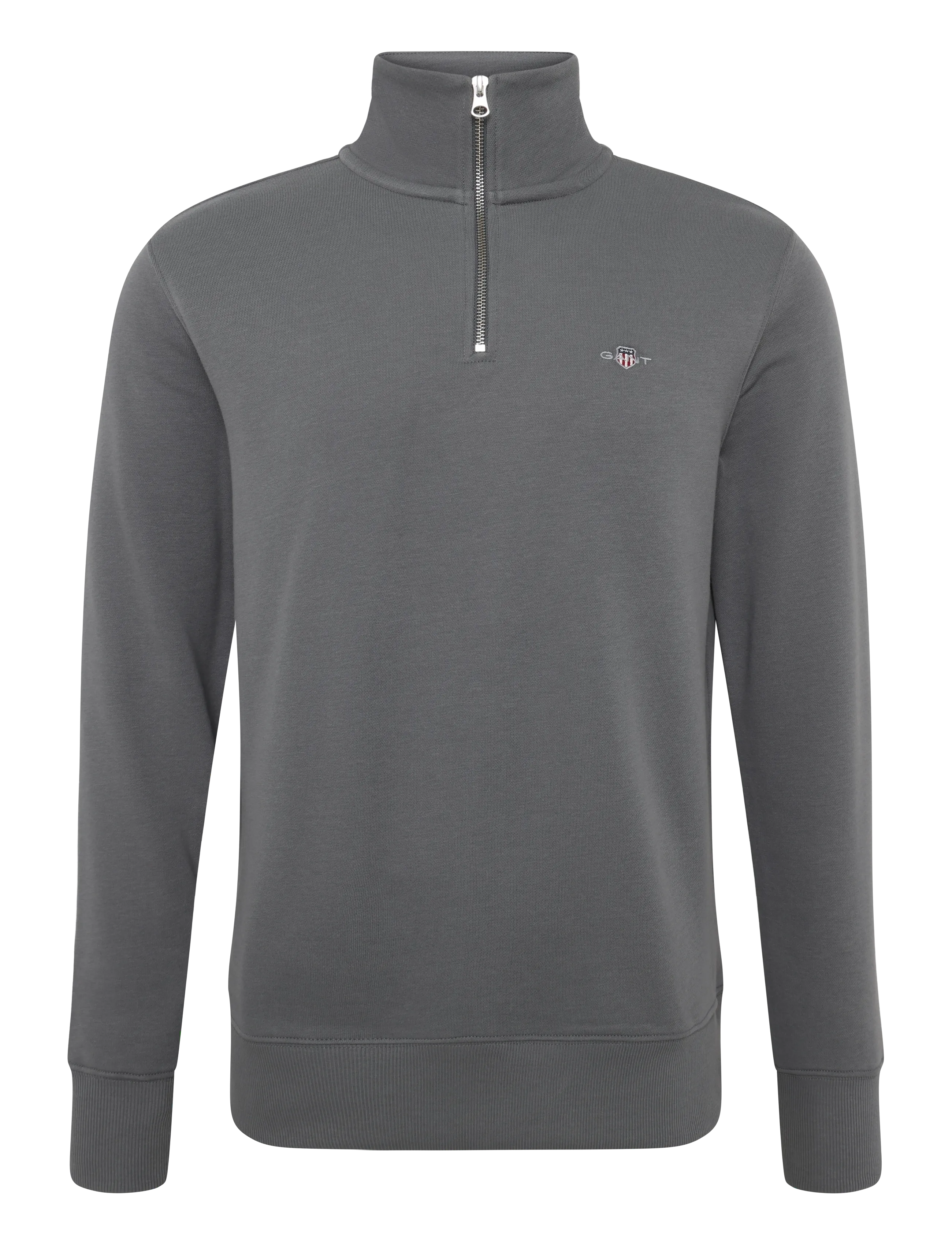 Gant REG SHIELD HALF ZIP SWEAT - Stickat - MID GREY / grey