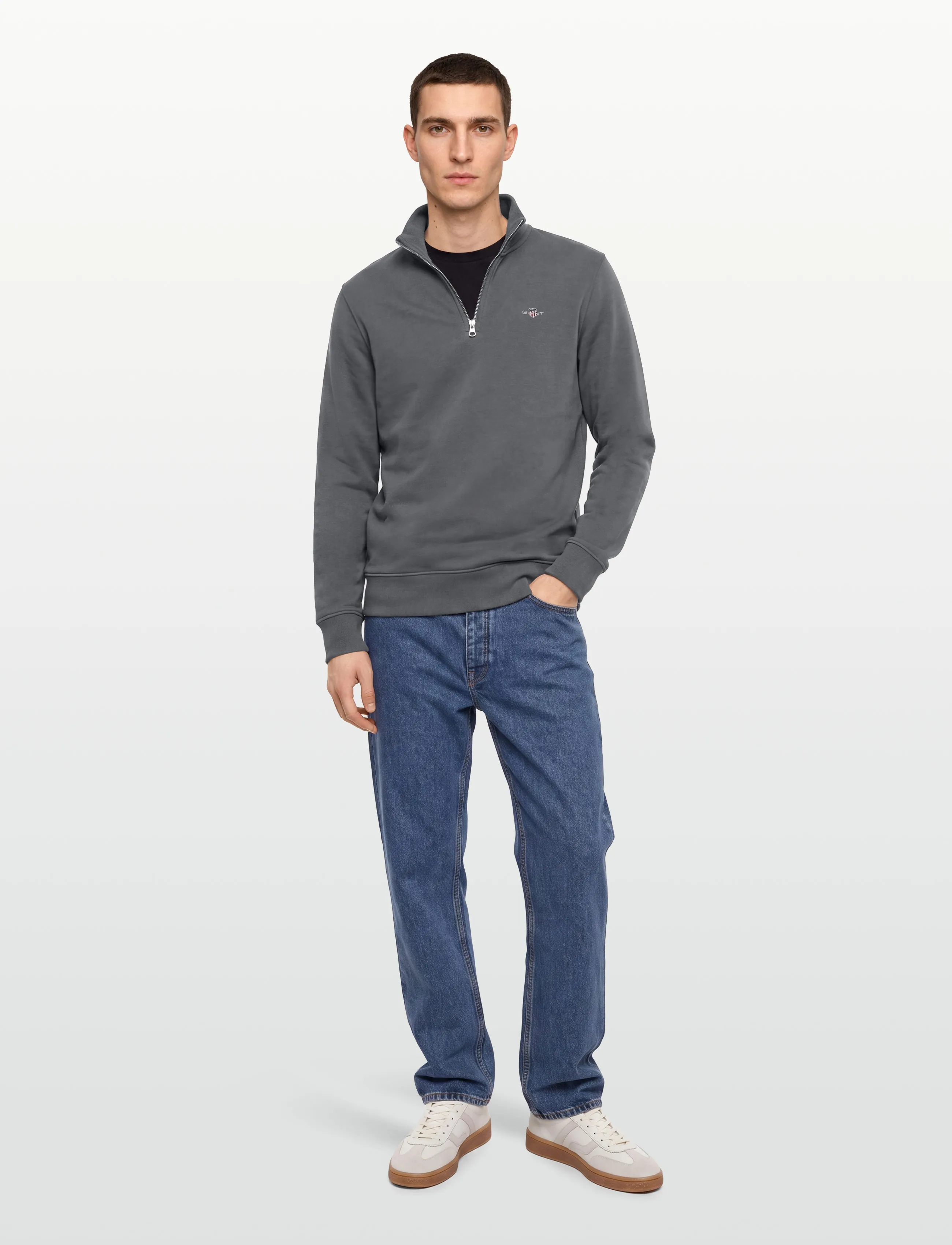 Gant - REG SHIELD HALF ZIP SWEAT - pullover mit halbem reißverschluss - mid grey - 0
