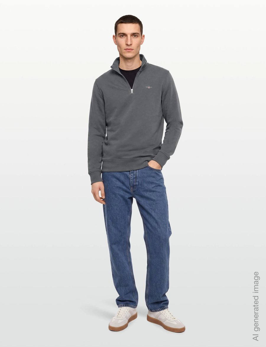 Gant - REG SHIELD HALF ZIP SWEAT - pullover mit halbem reißverschluss - mid grey - 0