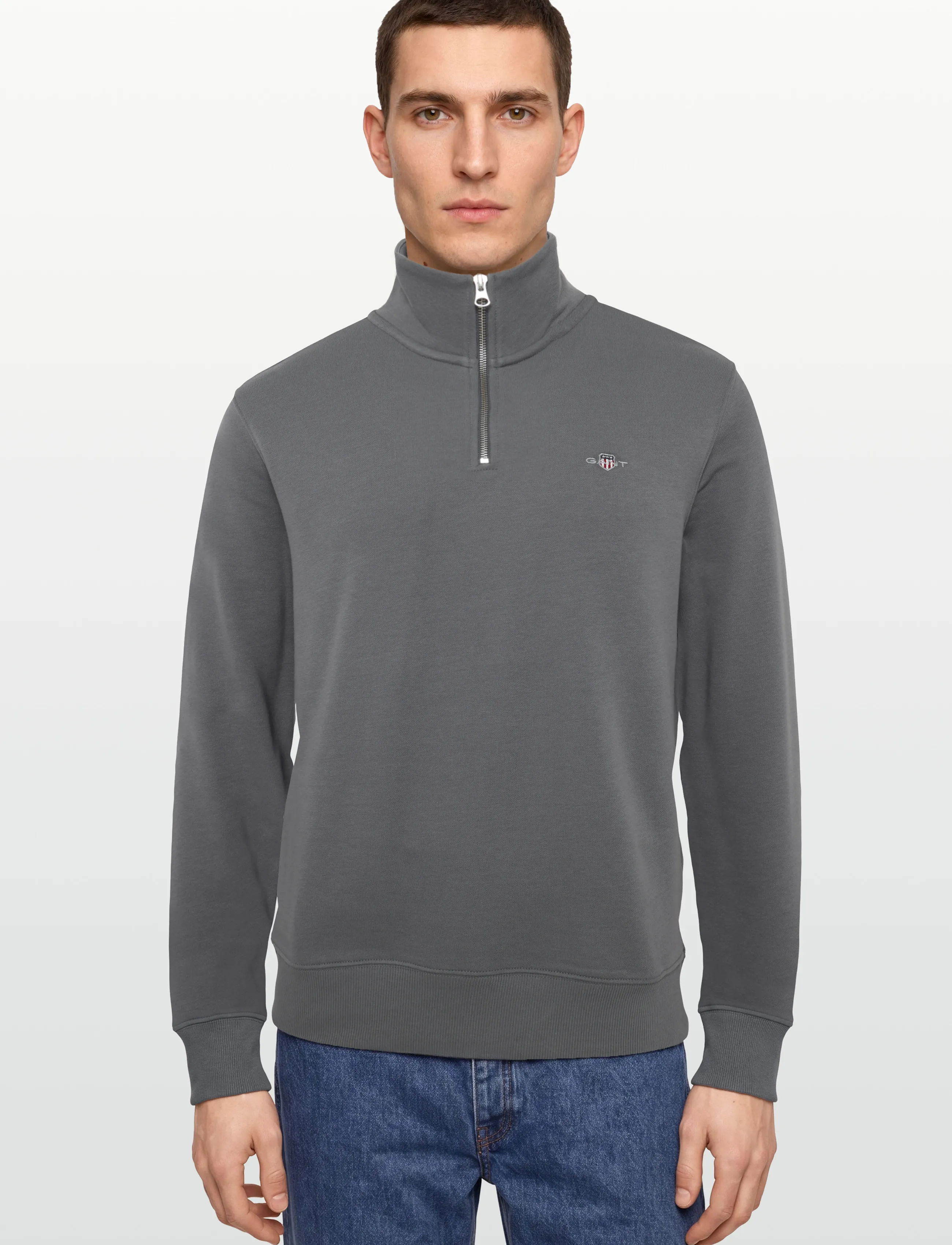 Gant - REG SHIELD HALF ZIP SWEAT - pullover mit halbem reißverschluss - mid grey - 3