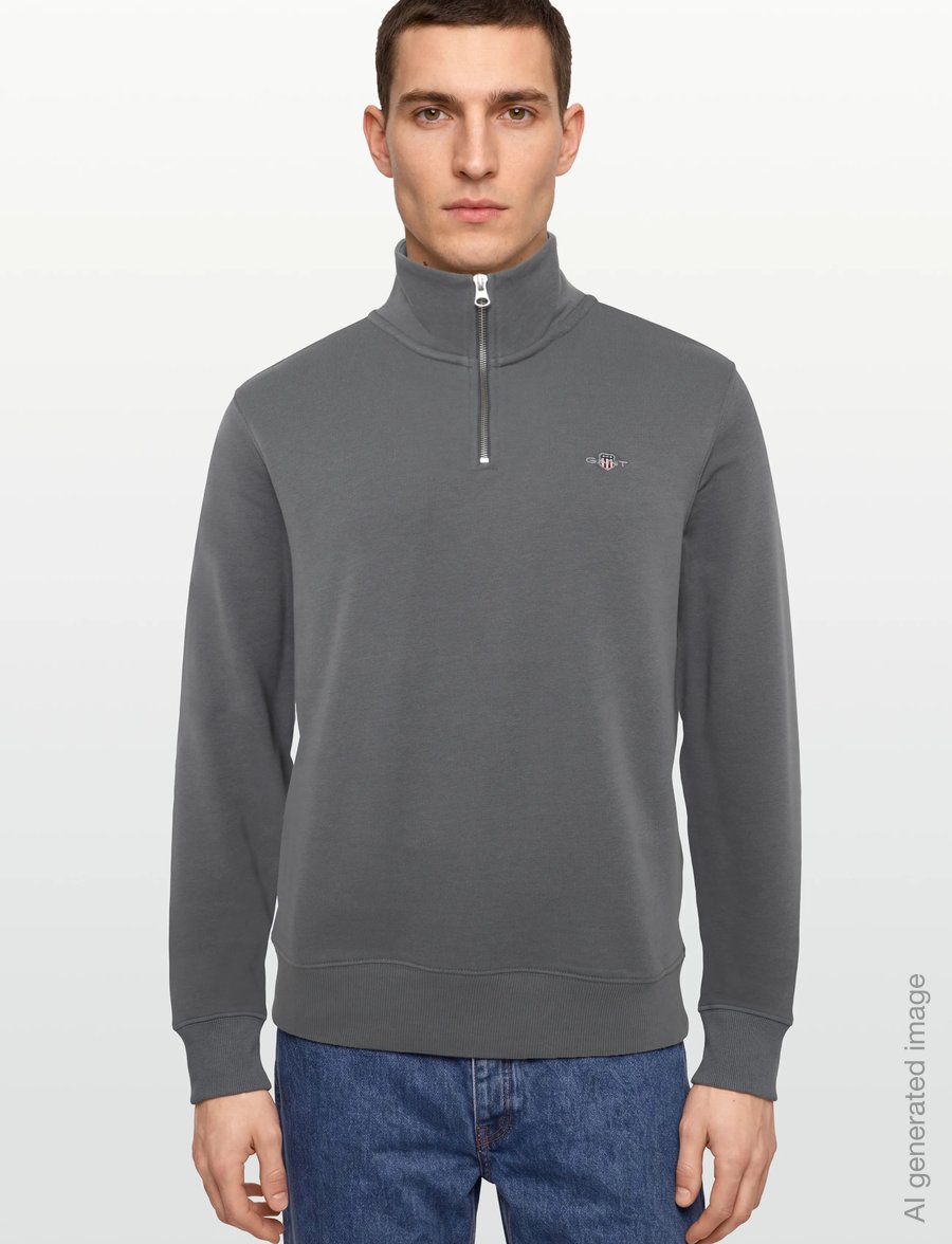 Gant - REG SHIELD HALF ZIP SWEAT - pullover mit halbem reißverschluss - mid grey - 3