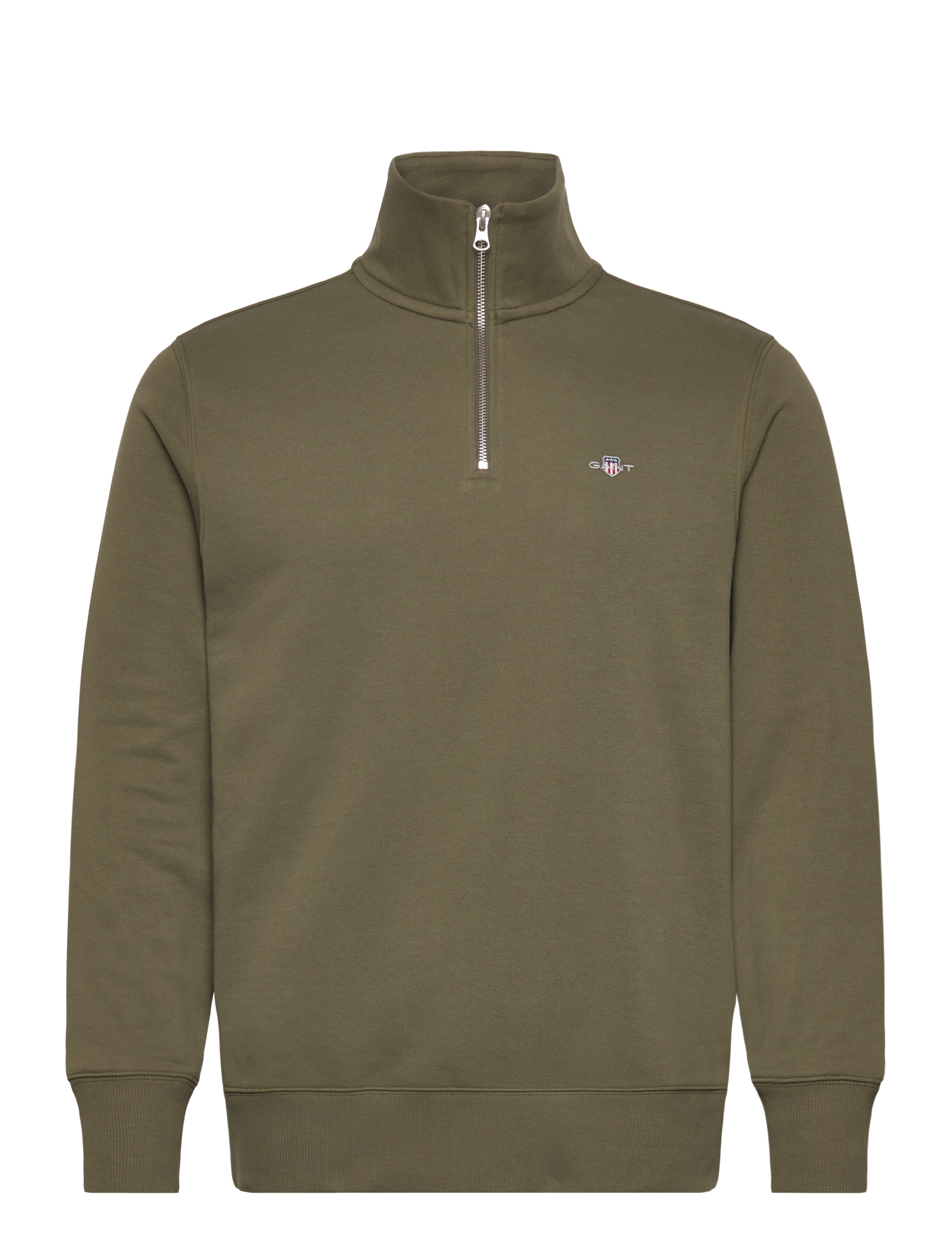 Gant REG SHIELD HALF ZIP SWEAT - Kleidung - MOSS GREEN / black