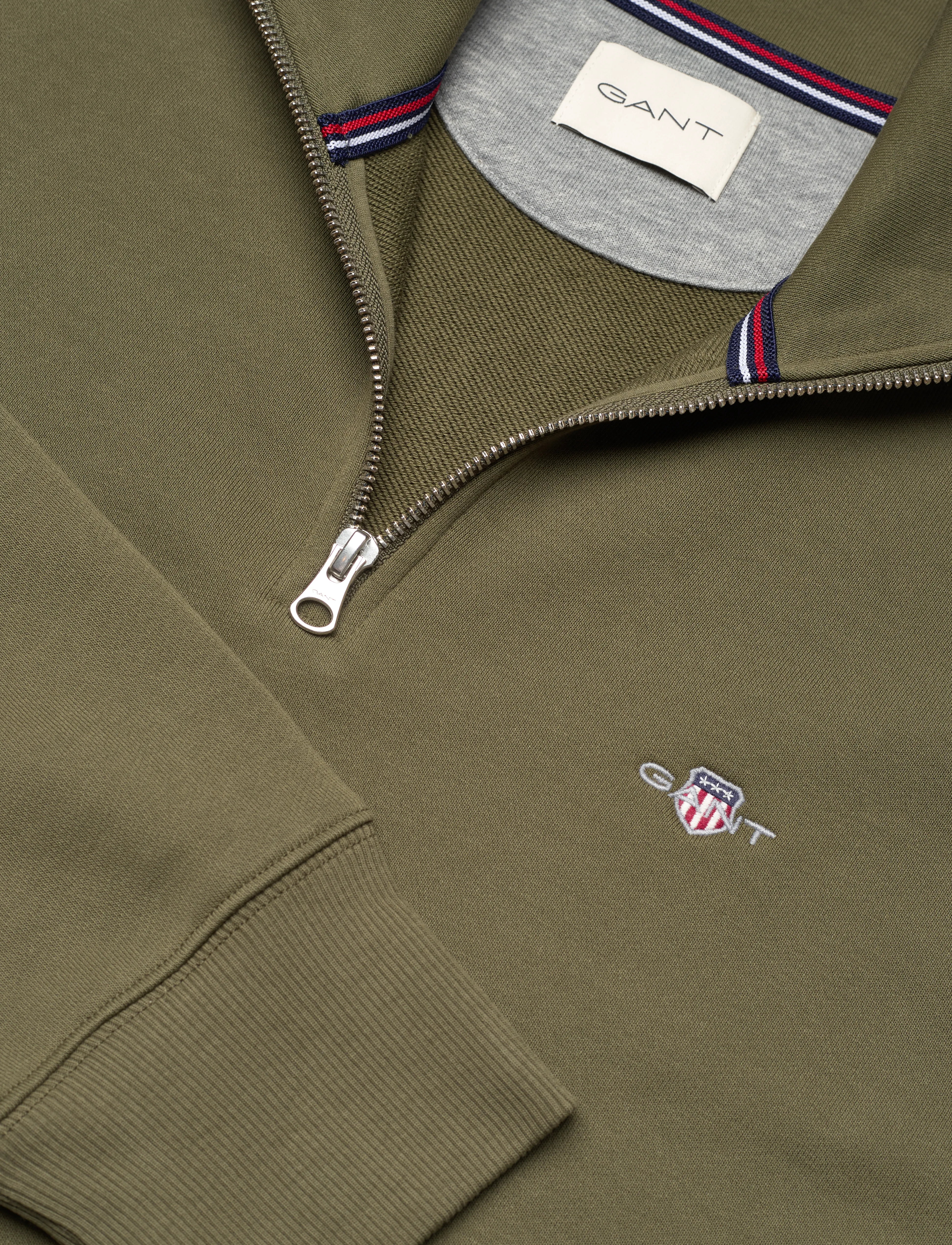 Gant - REG SHIELD HALF ZIP SWEAT - osta olukorra järgi - moss green - 2