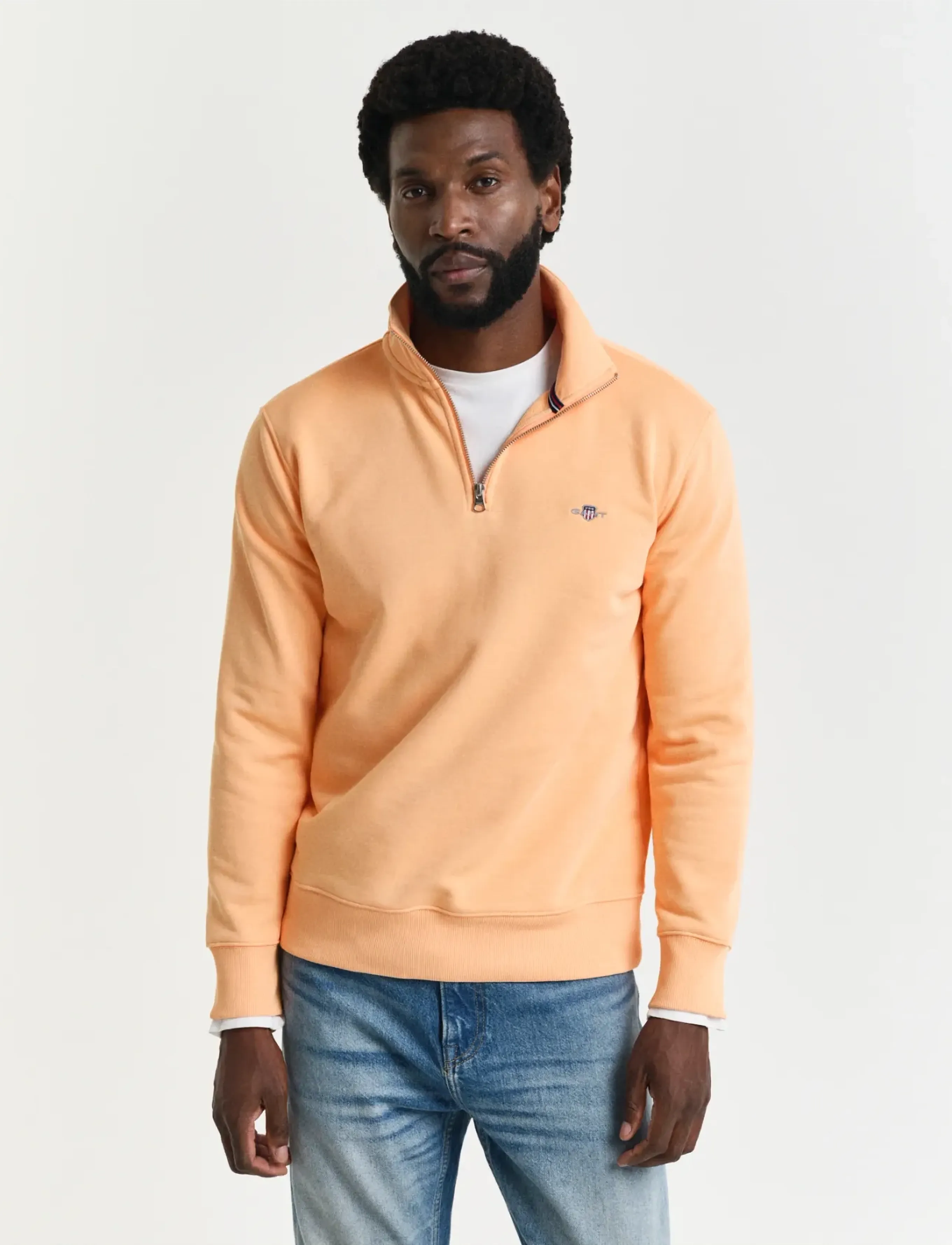 GANT REG SHIELD HALF ZIP SWEAT - Riided - PEACHY ORANGE / orange