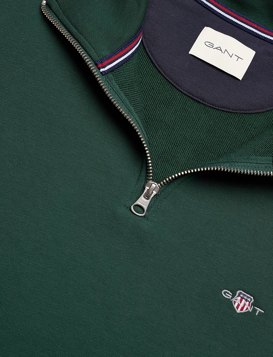 Gant - REG SHIELD HALF ZIP SWEAT - poolpika lukuga džemprid - tartan green - 5