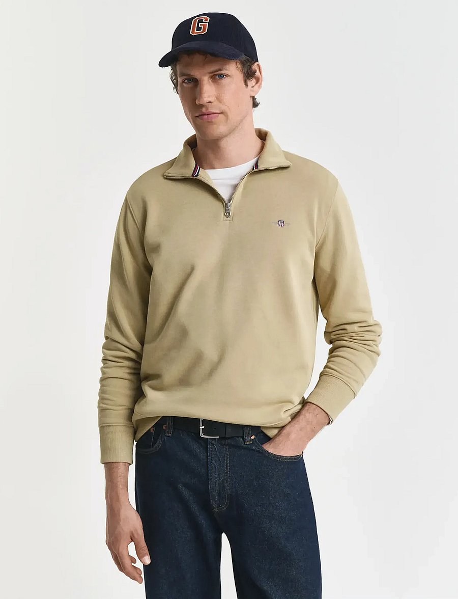 Gant - REG SHIELD HALF ZIP SWEAT - pullover mit halbem reißverschluss - woody beige - 0