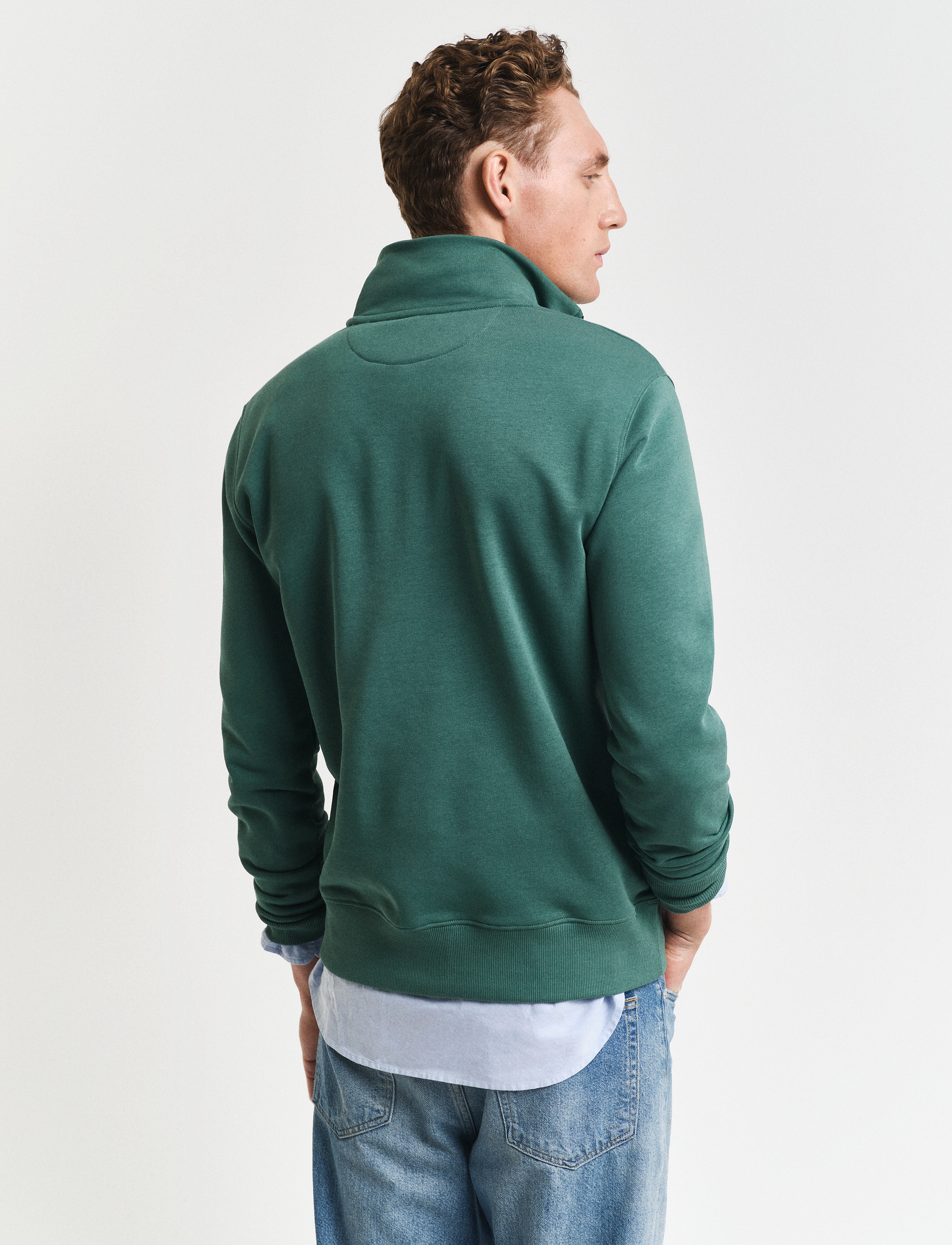 Gant - REG SHIELD HALF ZIP SWEAT - sweatshirts - woody green - 3