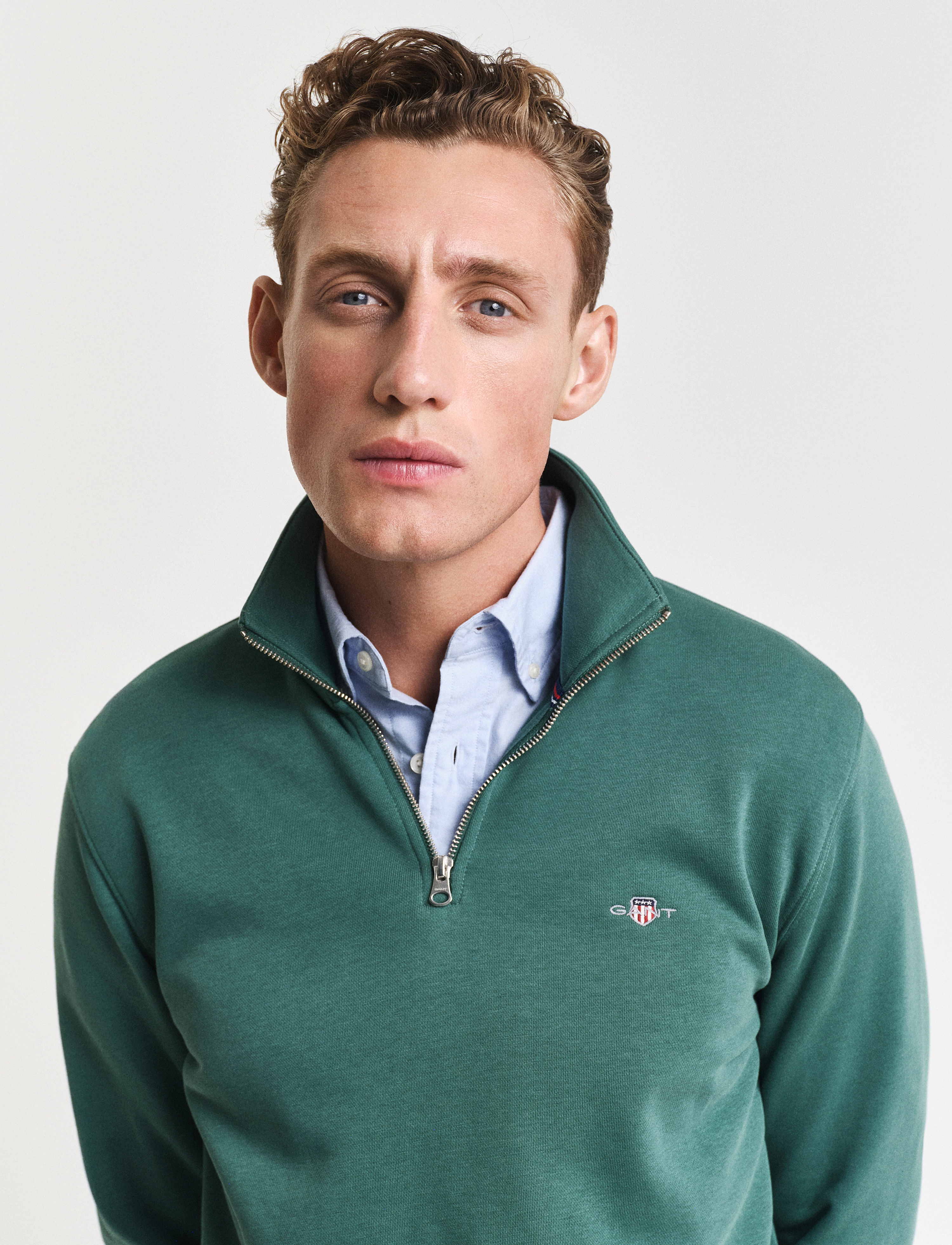 Gant - REG SHIELD HALF ZIP SWEAT - sweatshirts - woody green - 4