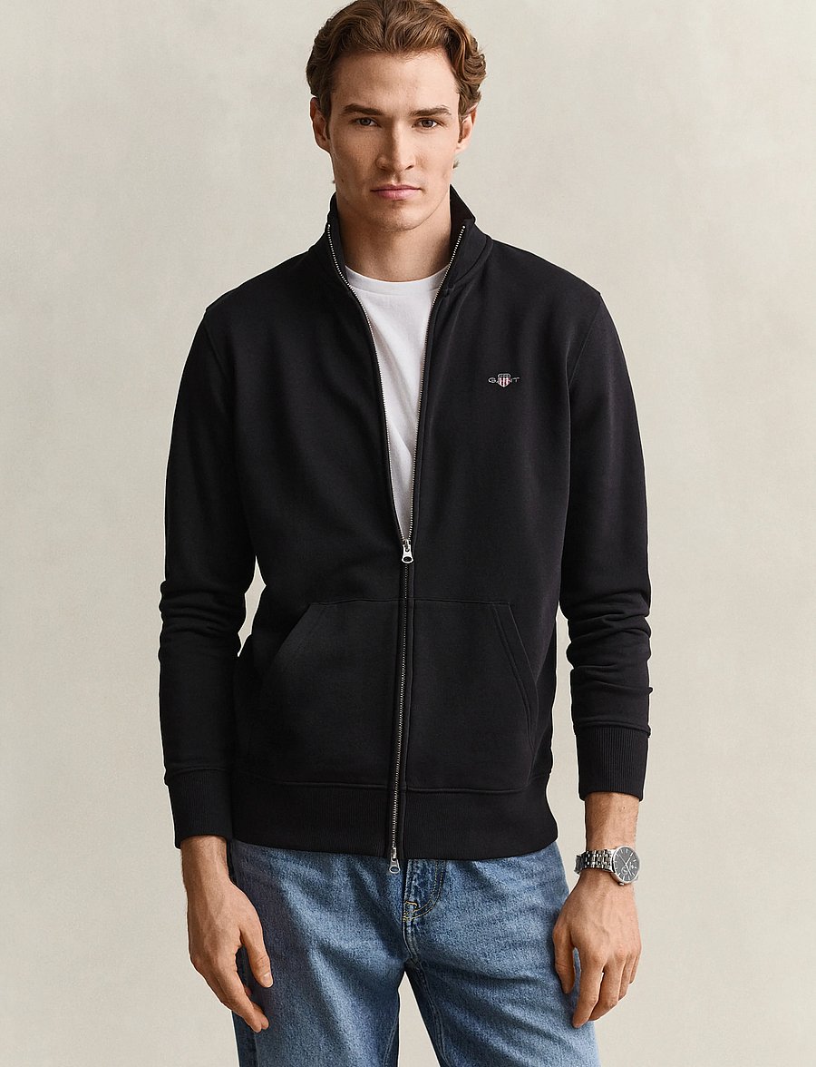 Gant - REG SHIELD FULL ZIP SWEAT - sweatshirts - black - 0