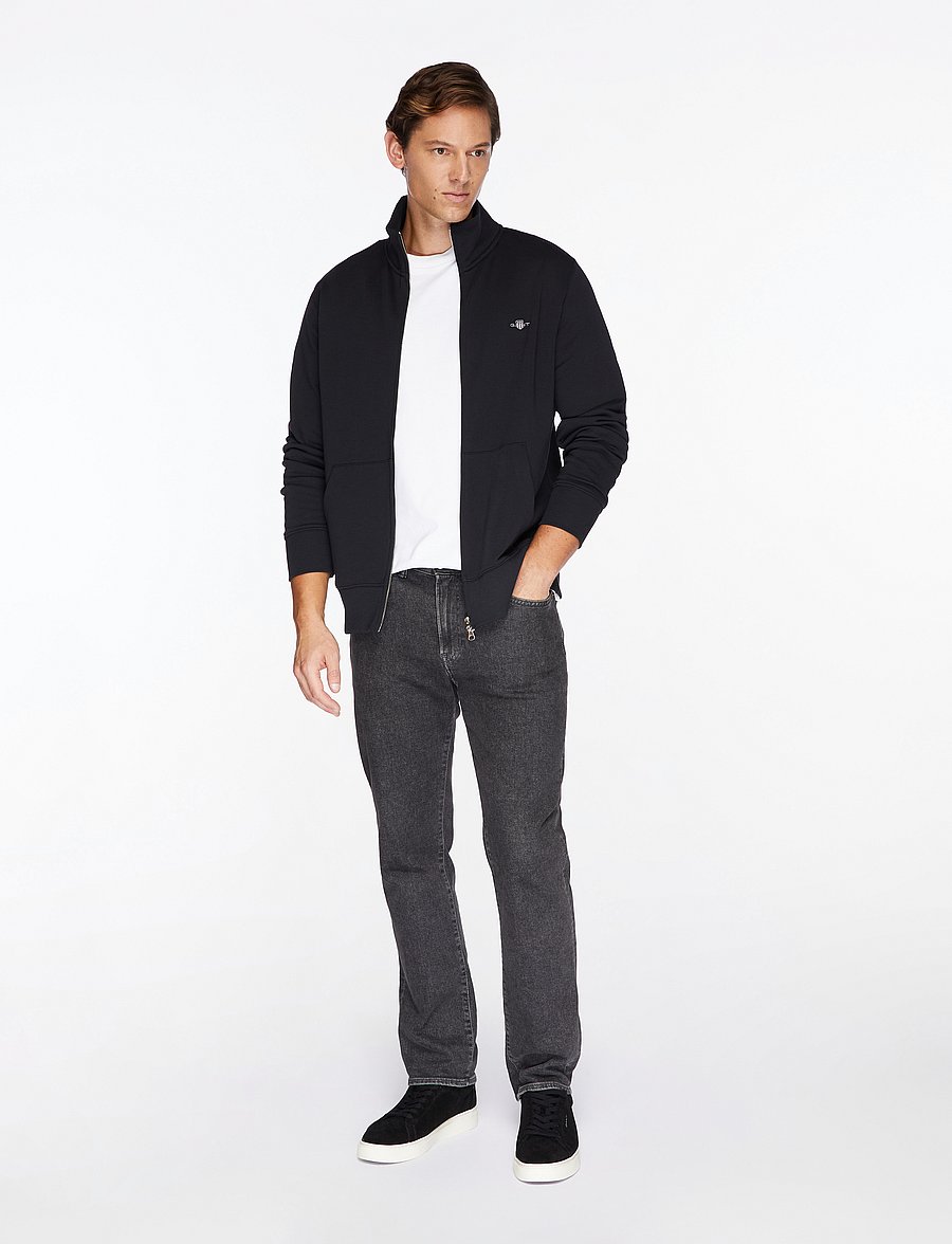 Gant - REG SHIELD FULL ZIP SWEAT - sweatshirts - black - 3