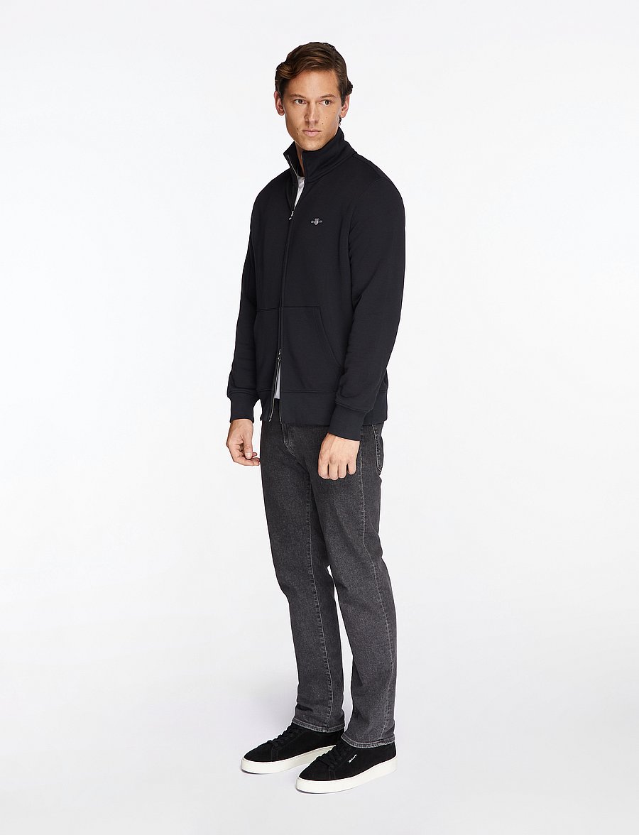 Gant - REG SHIELD FULL ZIP SWEAT - sweatshirts - black - 4