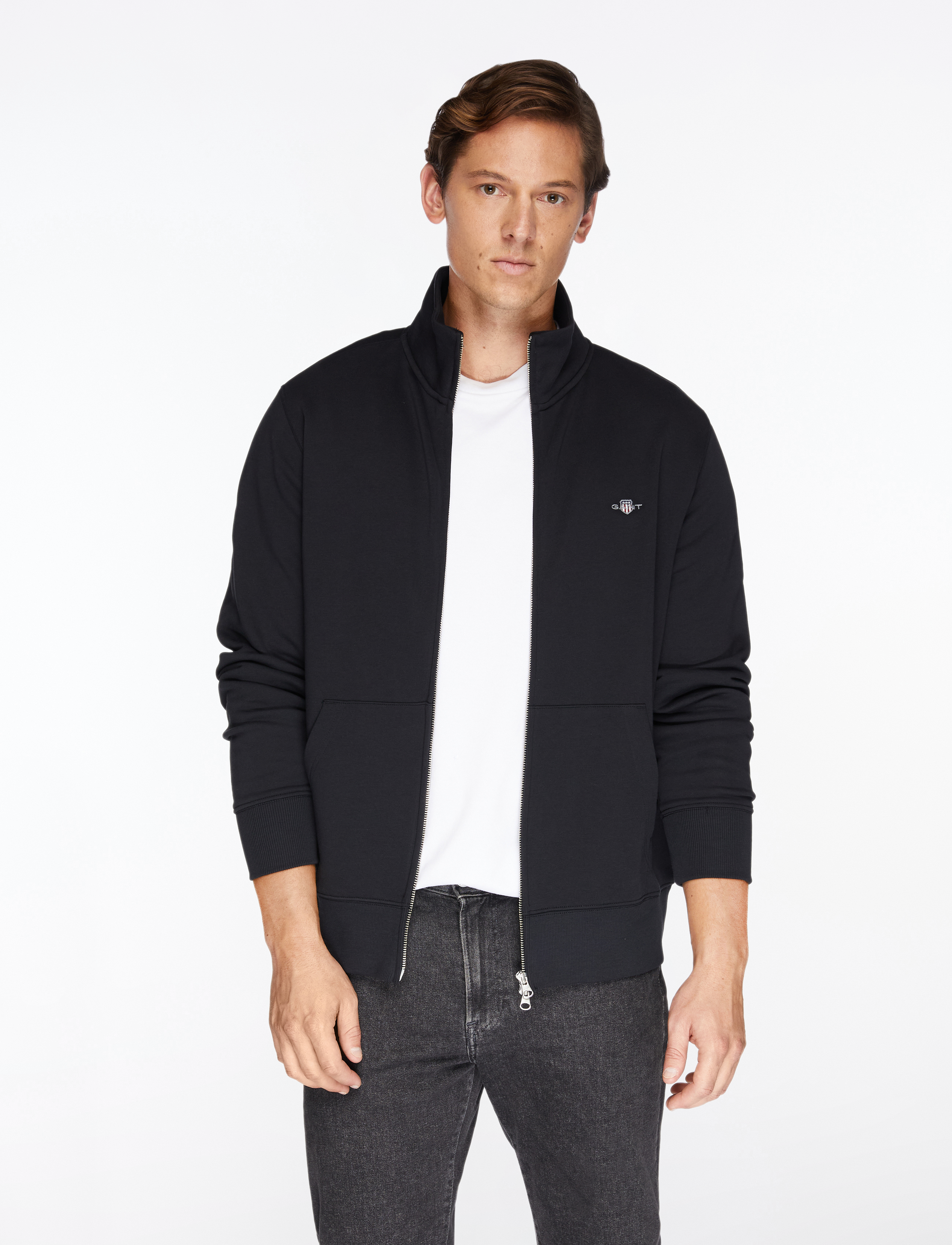 Gant REG SHIELD FULL ZIP SWEAT - Gant - BLACK / black