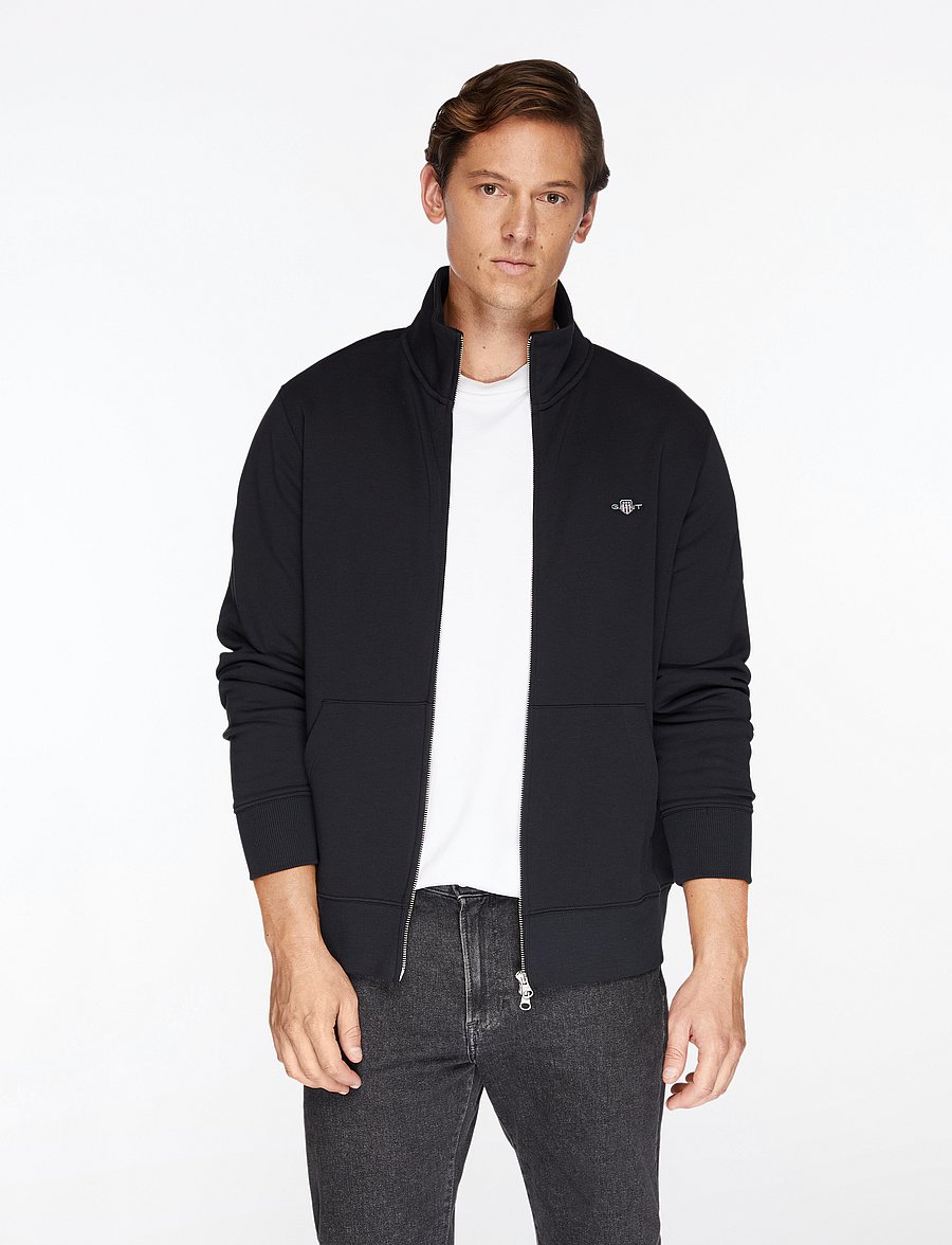 Gant - REG SHIELD FULL ZIP SWEAT - sweatshirts - black - 0