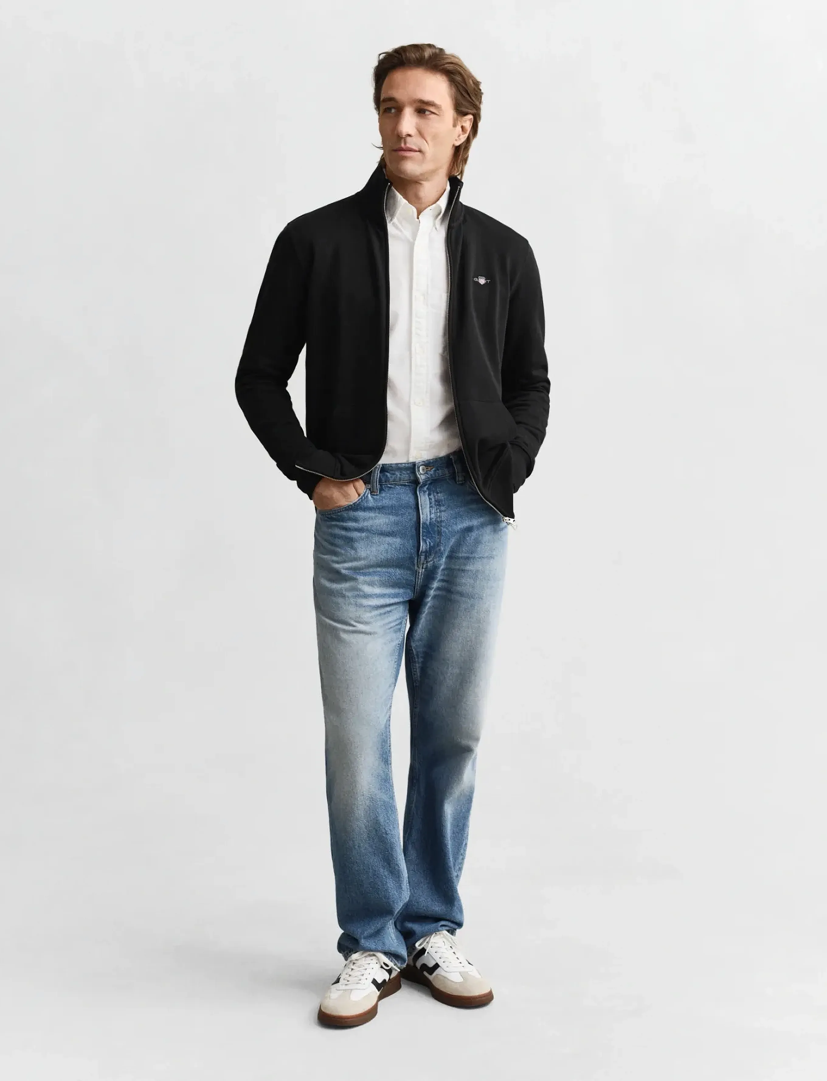 Gant - REG SHIELD FULL ZIP SWEAT - sweatshirts - black - 4