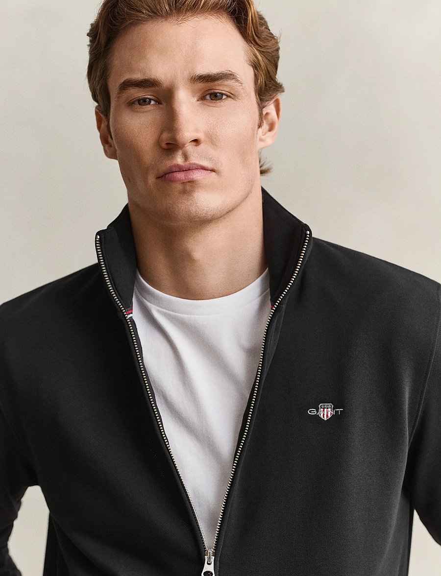 Gant - REG SHIELD FULL ZIP SWEAT - sweatshirts - black - 3