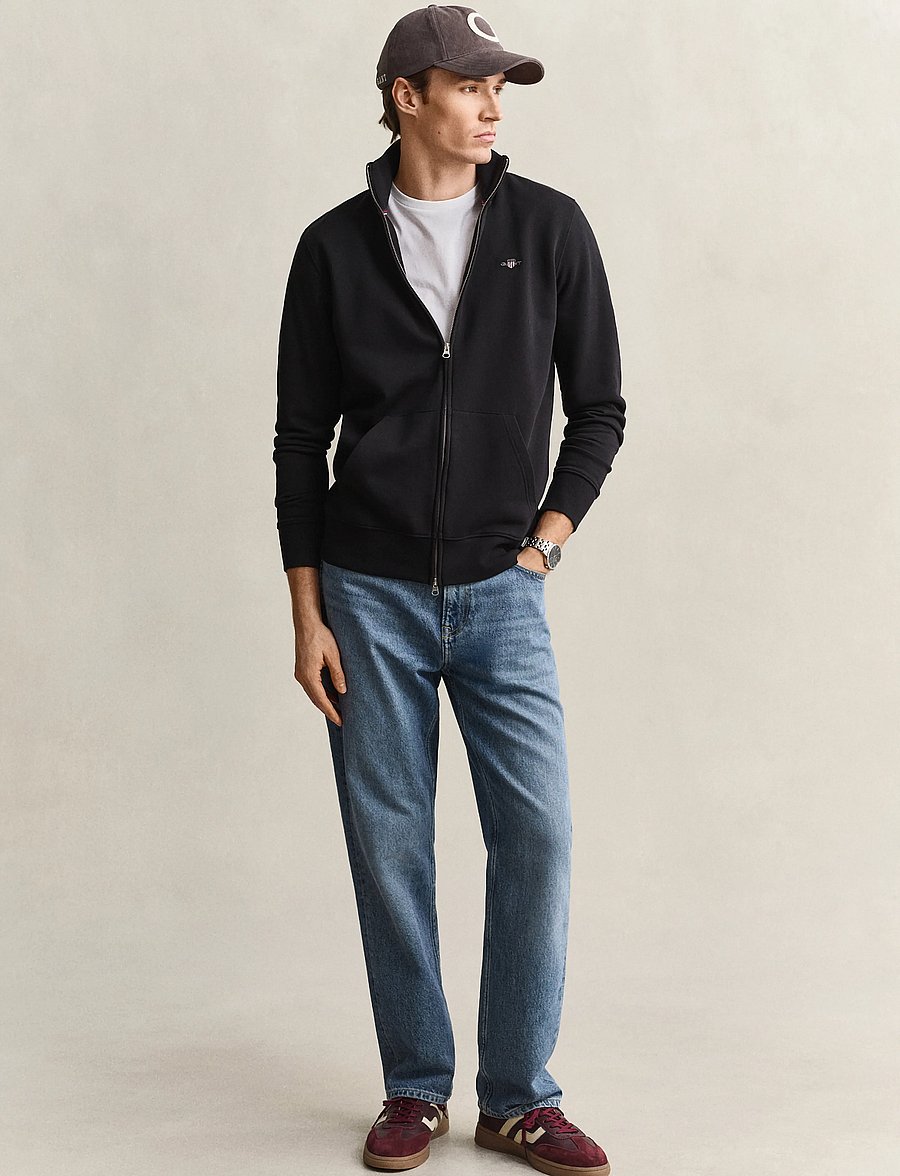 Gant - REG SHIELD FULL ZIP SWEAT - sweatshirts - black - 4