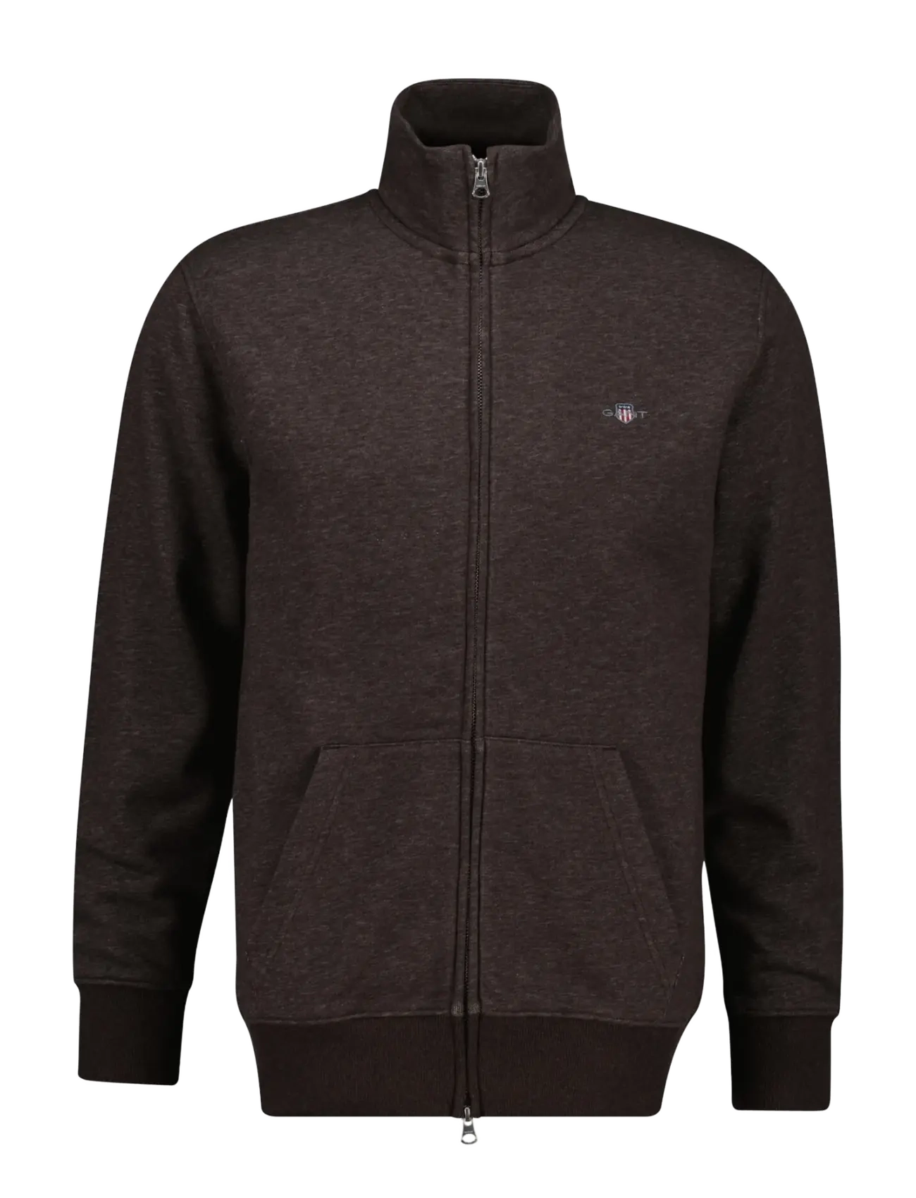 Gant REG SHIELD FULL ZIP SWEAT - Sweatshirts - BLACK BROWN MELANGE / brown