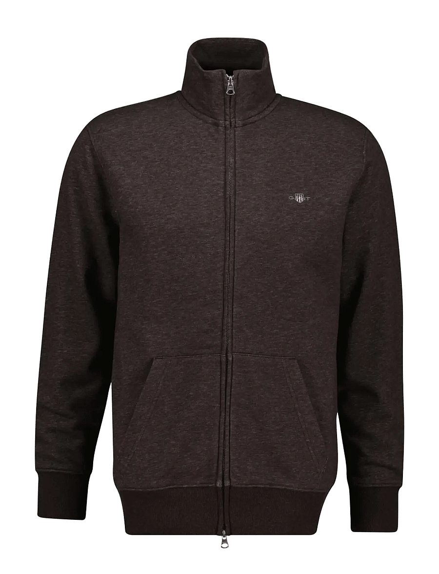 Gant - REG SHIELD FULL ZIP SWEAT - shop by occasion - black brown melange - 0