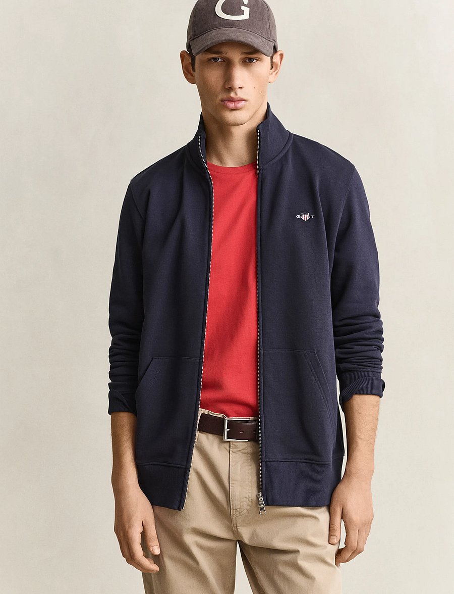 Gant - REG SHIELD FULL ZIP SWEAT - sweatshirts - evening blue - 5