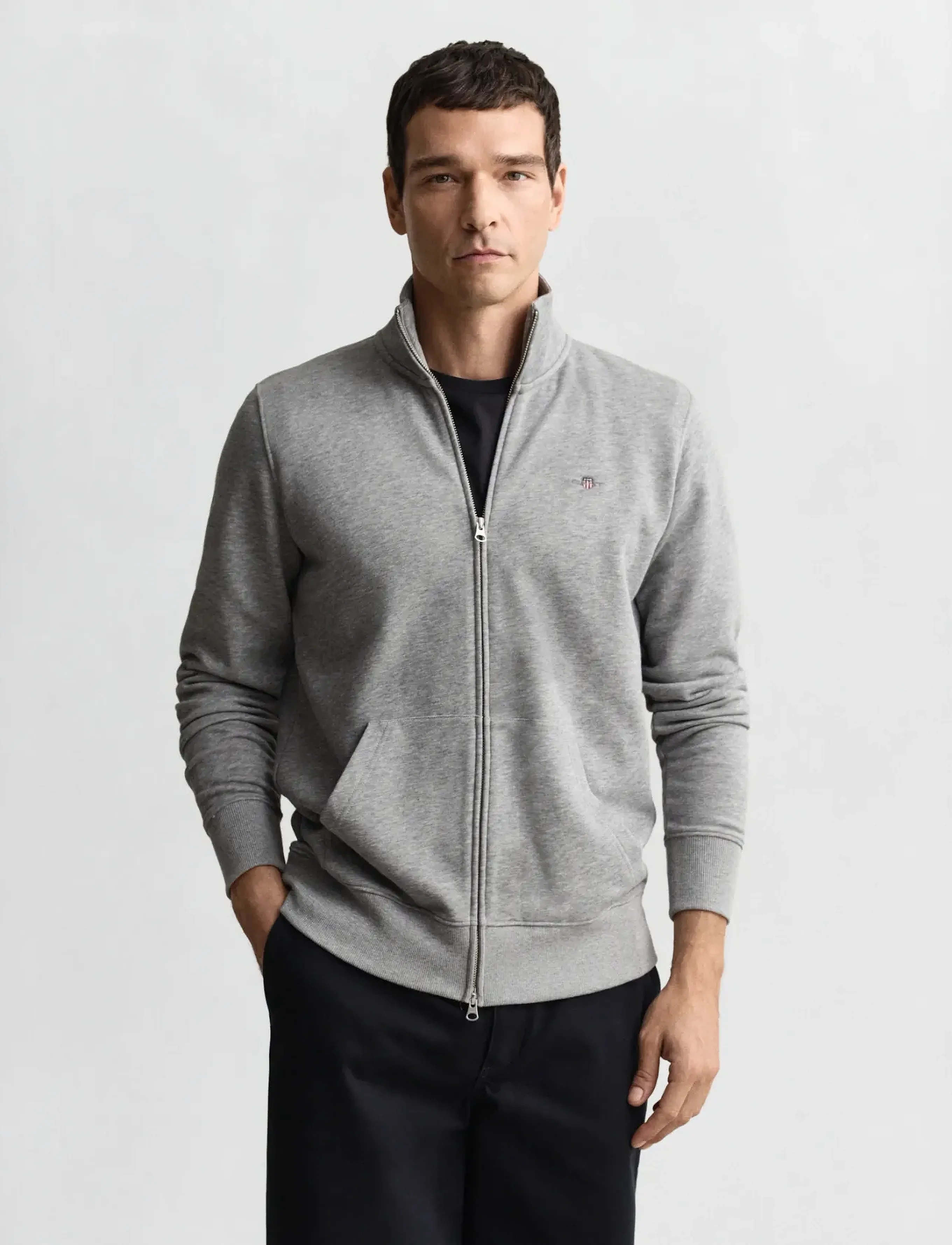 GANT REG SHIELD FULL ZIP SWEAT - Sweatshirts - GREY MELANGE / grey