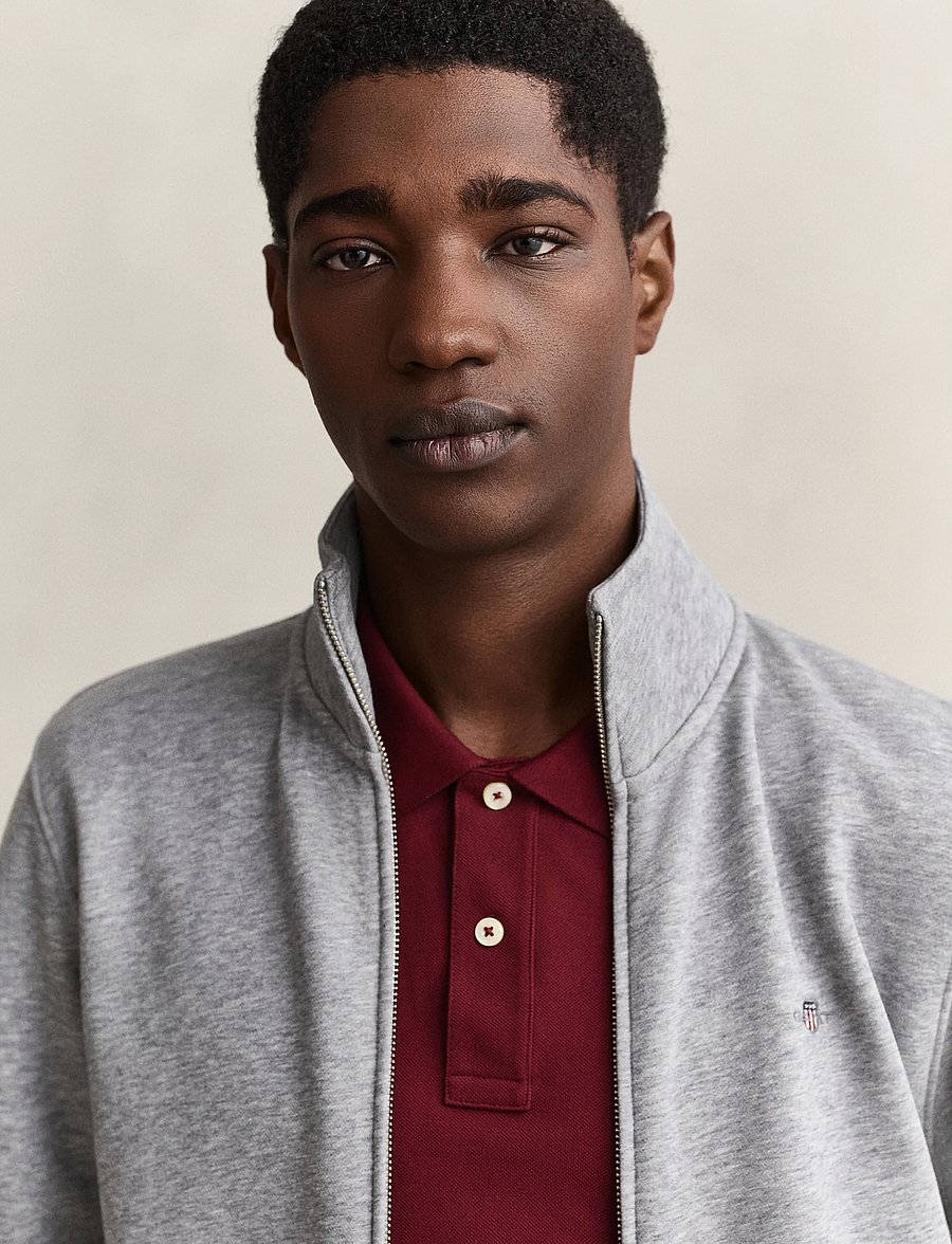 Gant - REG SHIELD FULL ZIP SWEAT - sweatshirts - grey melange - 5