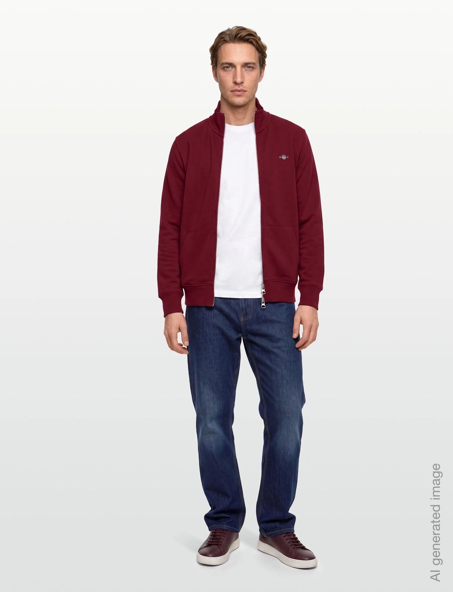 Gant - REG SHIELD FULL ZIP SWEAT - sweatshirts - plumped red - 0