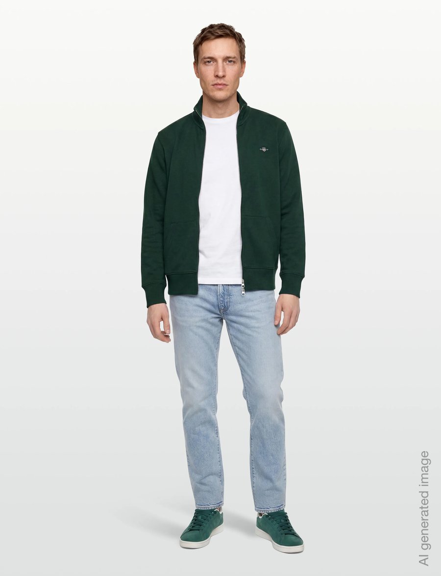Gant - REG SHIELD FULL ZIP SWEAT - sweatshirts - tartan green - 0