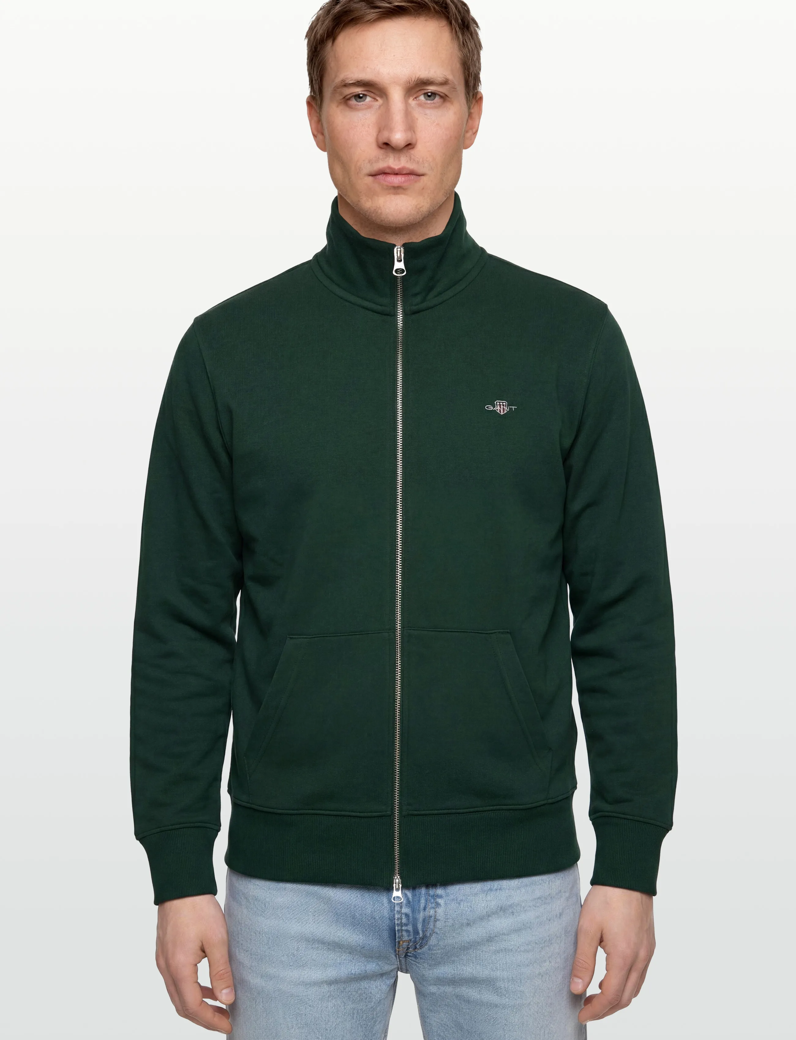 Gant - REG SHIELD FULL ZIP SWEAT - sweatshirts - tartan green - 3