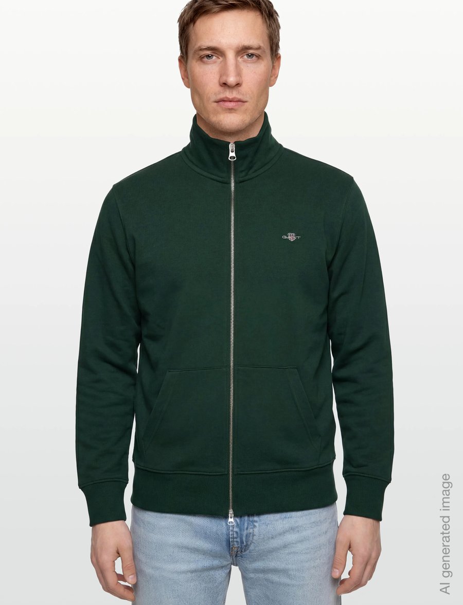 Gant - REG SHIELD FULL ZIP SWEAT - sweatshirts - tartan green - 3