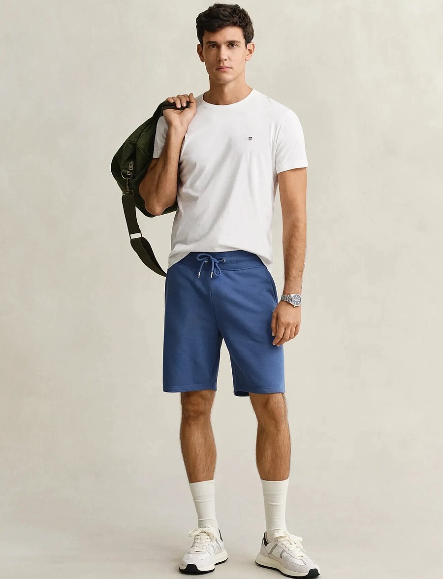 Gant - REG SHIELD SWEAT SHORTS - sweatshorts - vintage blue - 4