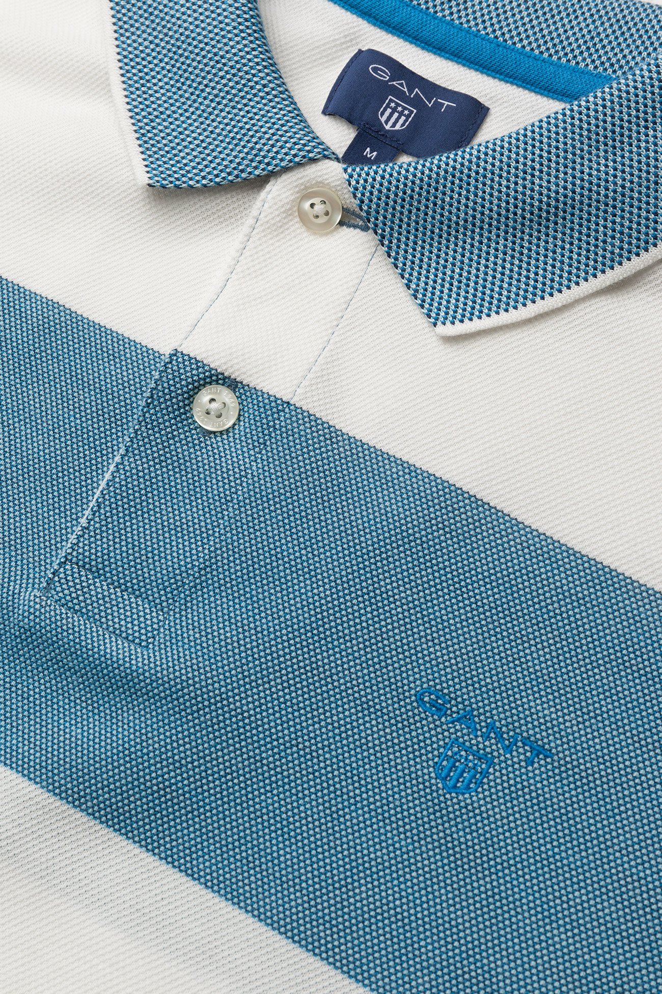 GANT - O1. 4-COL OXFORD STRIPE SS RUGGER - aster blue - 2
