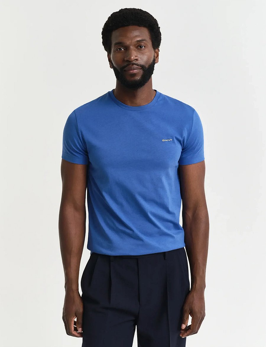 Gant - CONTRAST LOGO SS T-SHIRT - kurzärmelig - rich blue - 0