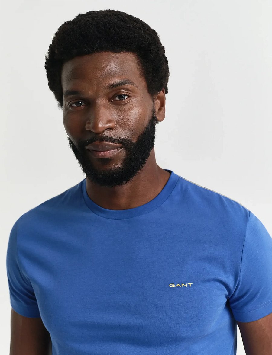 Gant - CONTRAST LOGO SS T-SHIRT - kurzärmelig - rich blue - 4
