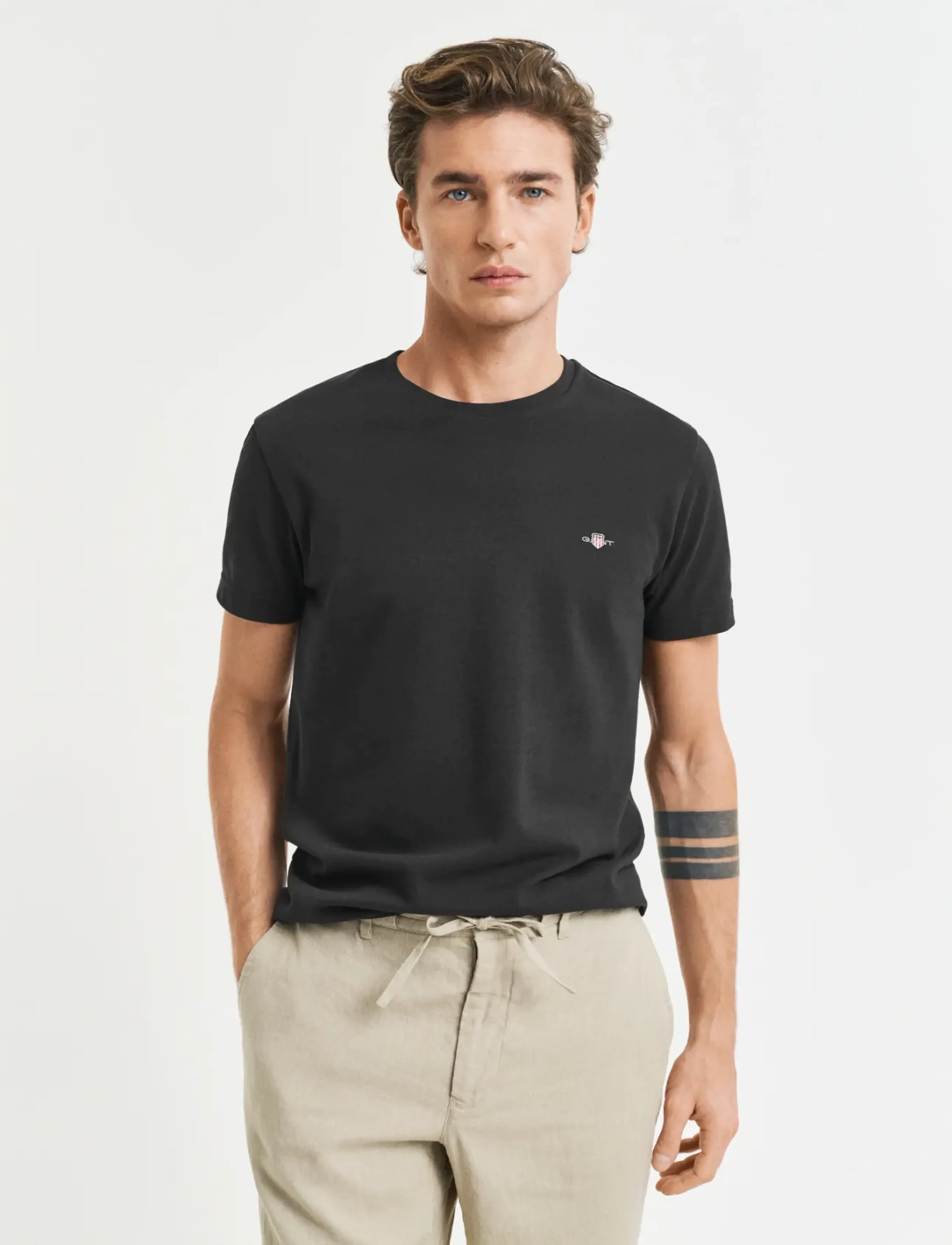 Gant SLIM PIQUE SS T-SHIRT - Gant - BLACK / black