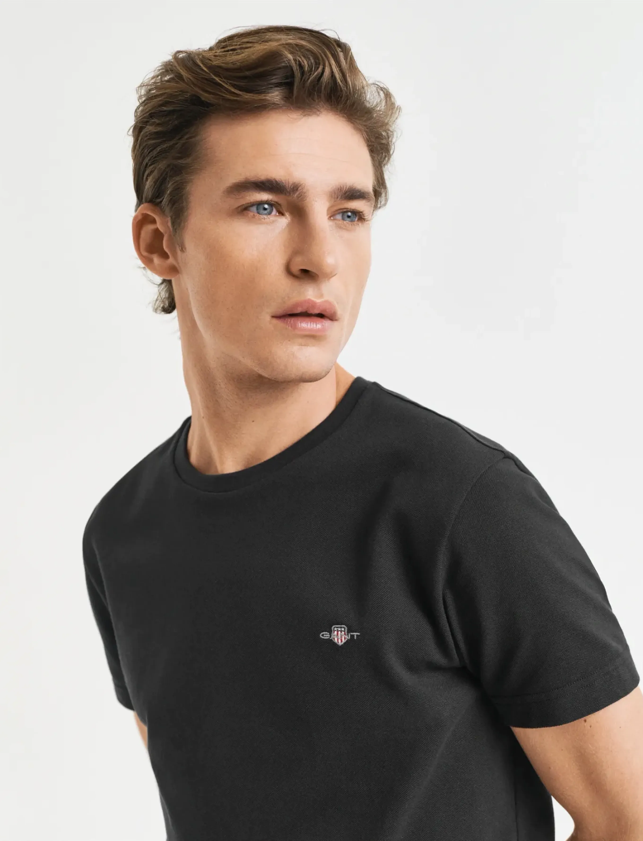 Gant - SLIM PIQUE SS T-SHIRT - kortærmede t-shirts - black - 4