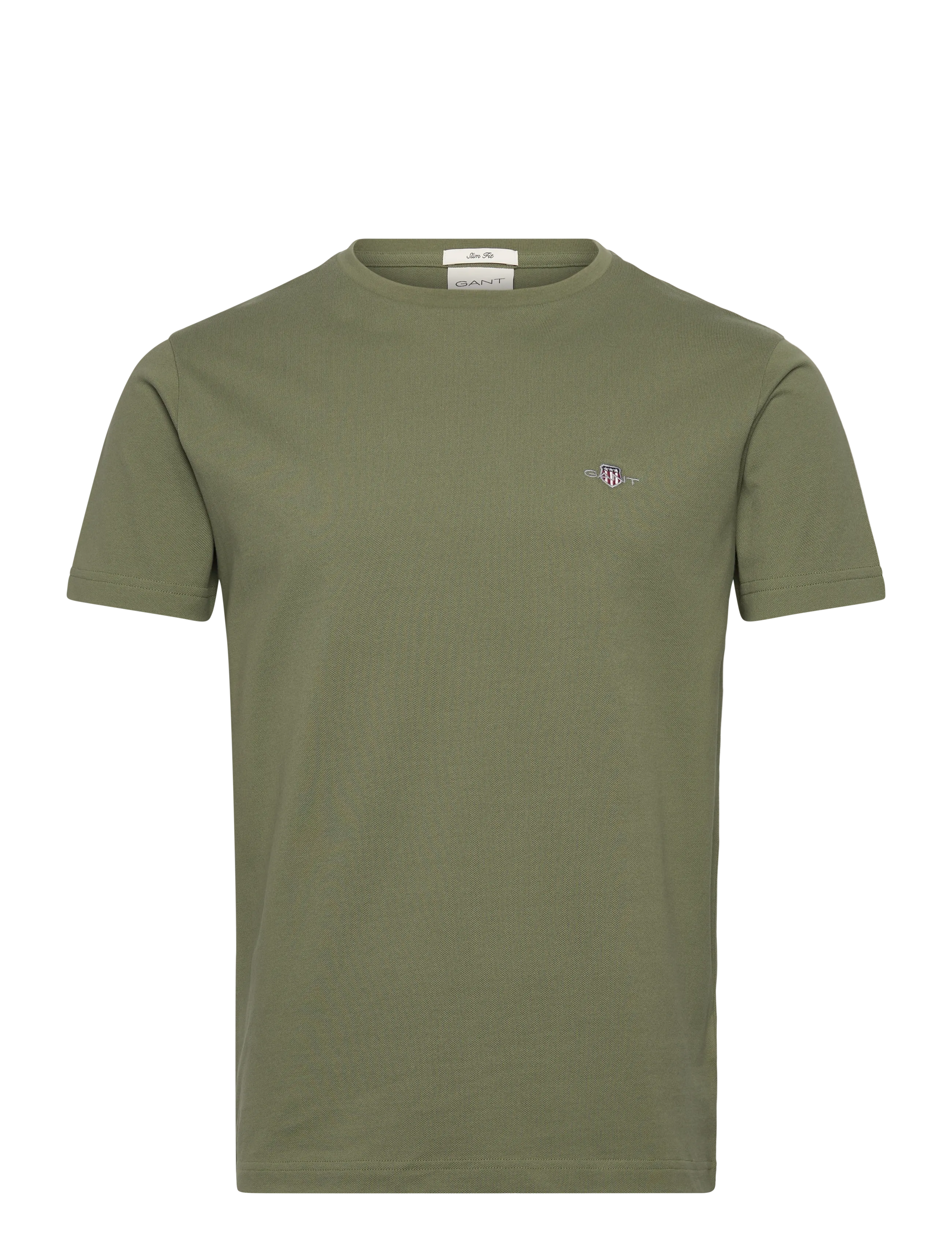 GANT SLIM PIQUE SS T-SHIRT - Bolir - DRY HERB GREEN / khaki/green