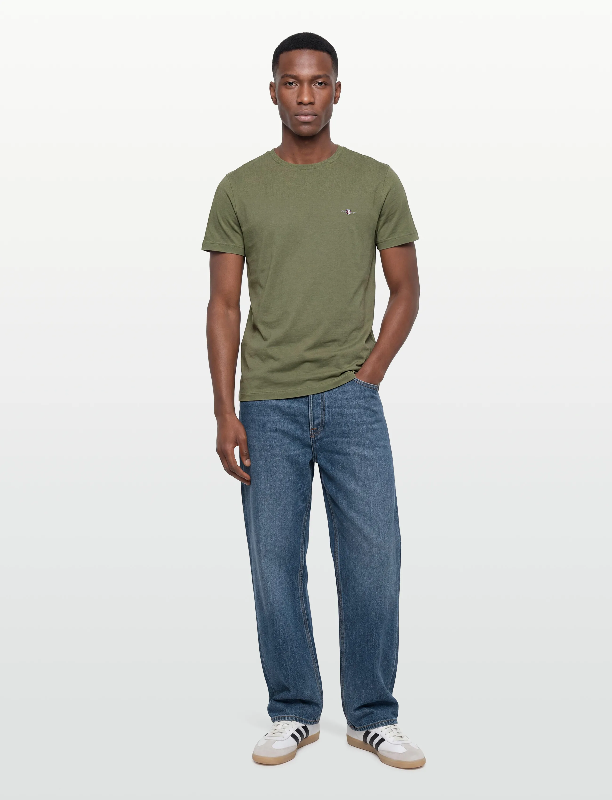 Gant SLIM PIQUE SS T-SHIRT - Gant - DRY HERB GREEN / khaki/green