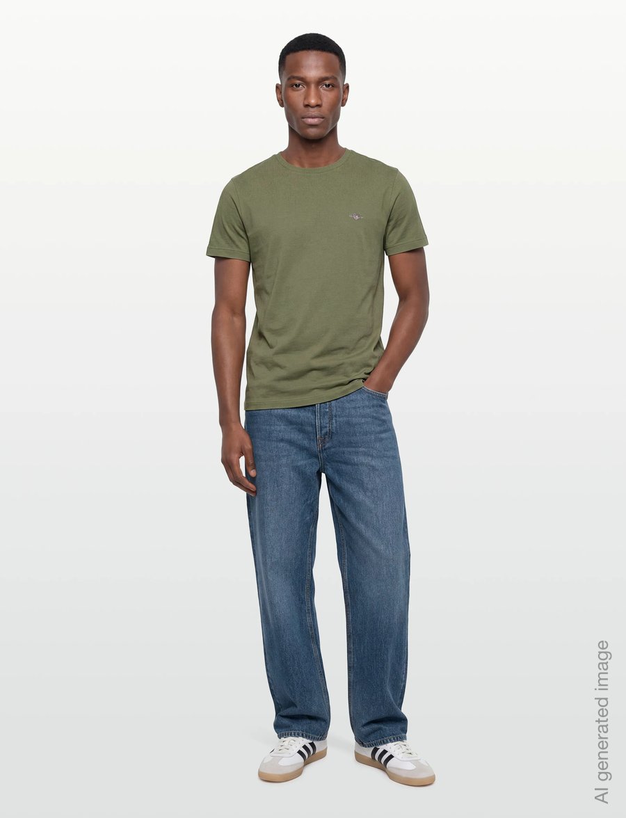 Gant - SLIM PIQUE SS T-SHIRT - kortärmade t-shirts - dry herb green - 0