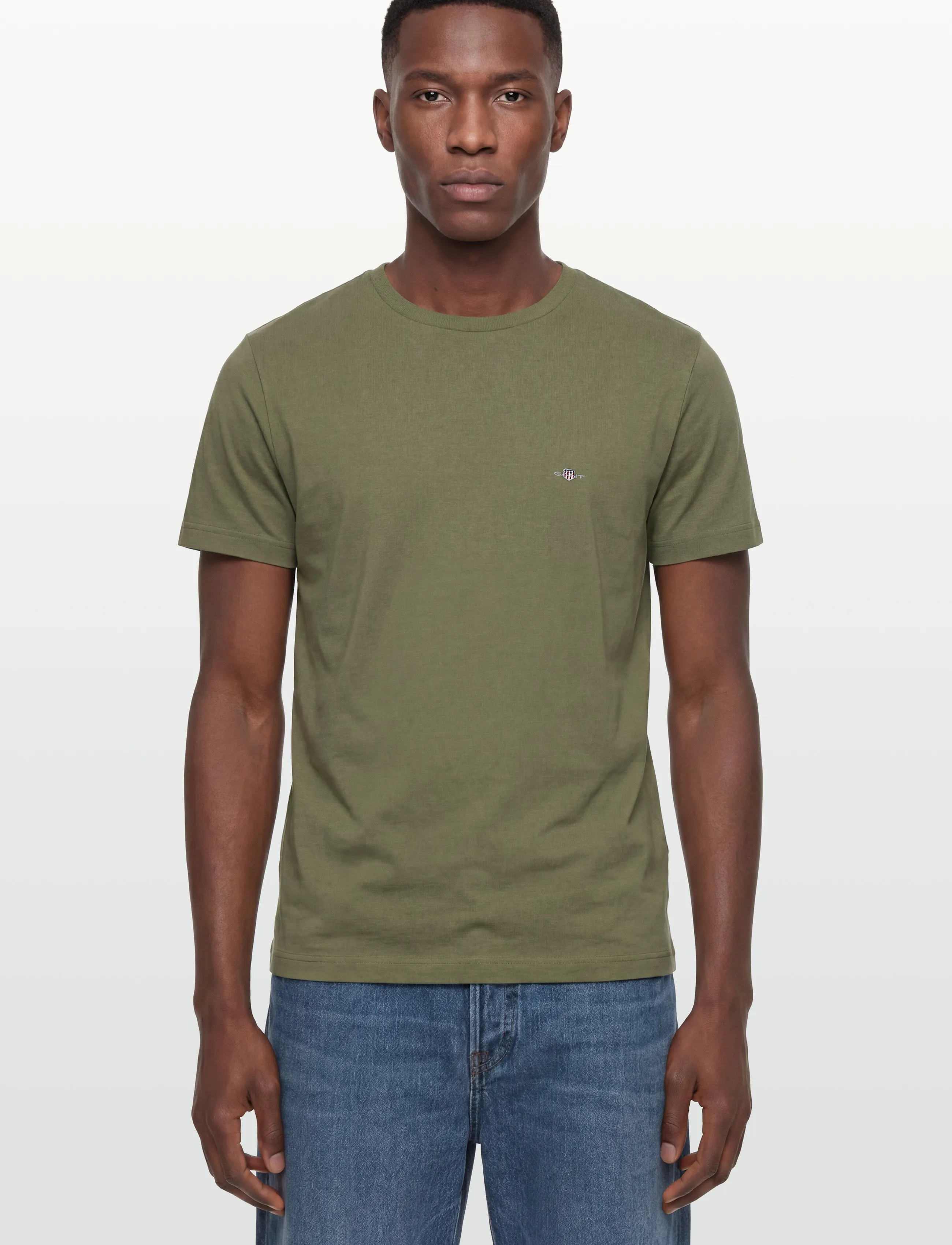 Gant - SLIM PIQUE SS T-SHIRT - kortærmede t-shirts - dry herb green - 3