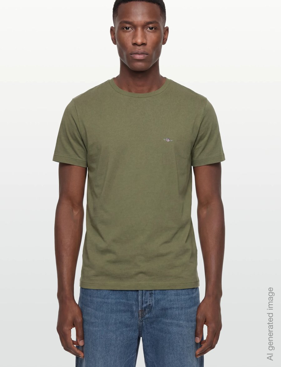 Gant - SLIM PIQUE SS T-SHIRT - kortärmade t-shirts - dry herb green - 3