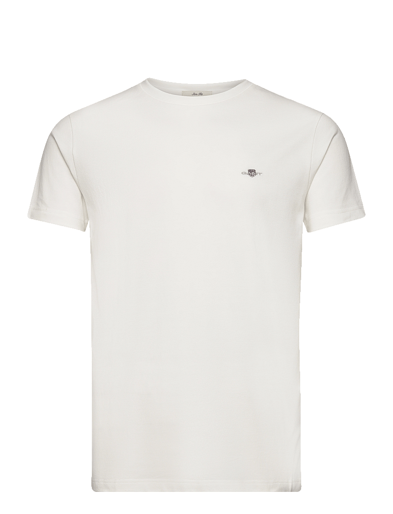 GANT - SLIM PIQUE SS T-SHIRT - marškinėliai trumpomis rankovėmis - eggshell - 1