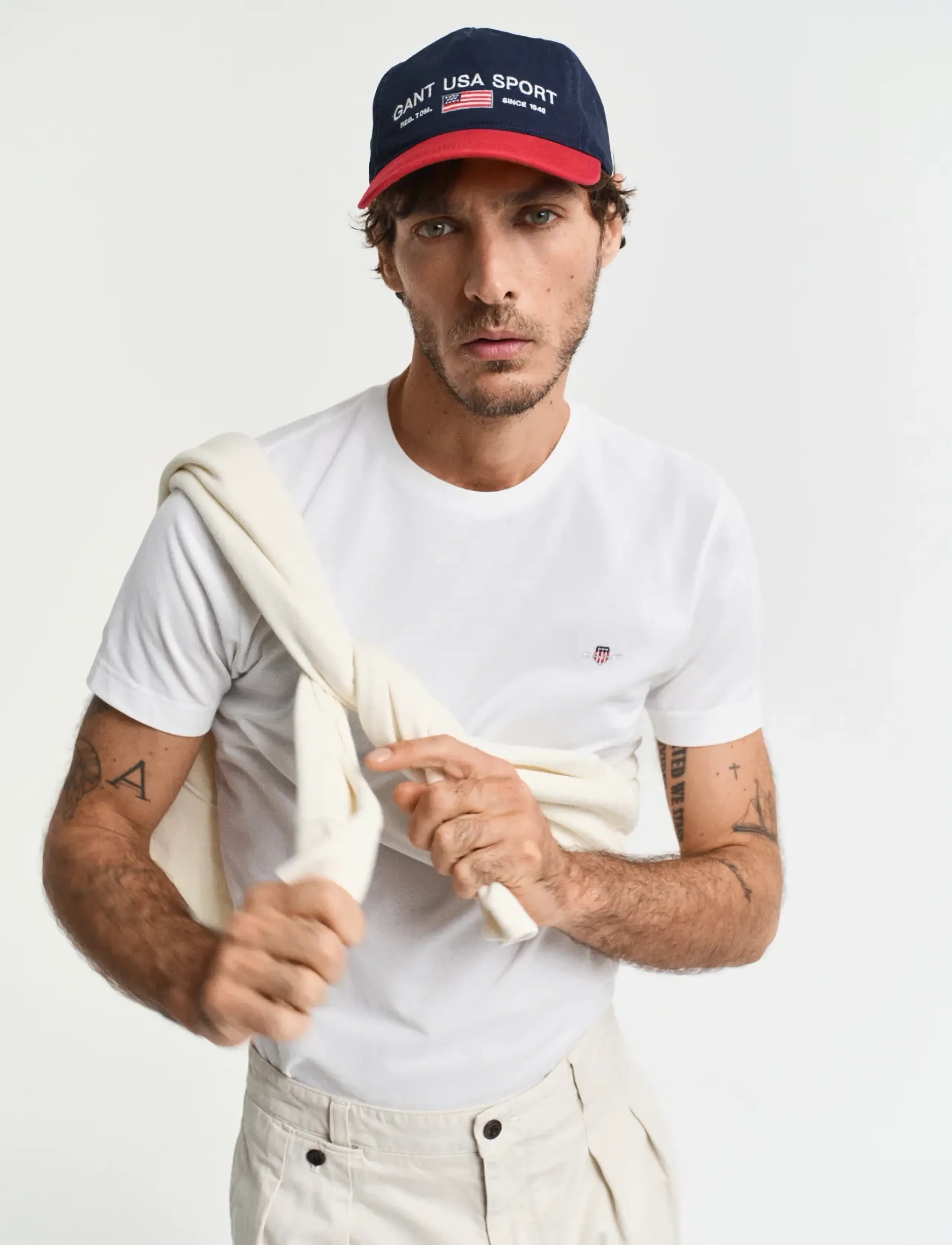 GANT SLIM PIQUE SS T-SHIRT - Kollektionen - EGGSHELL / white