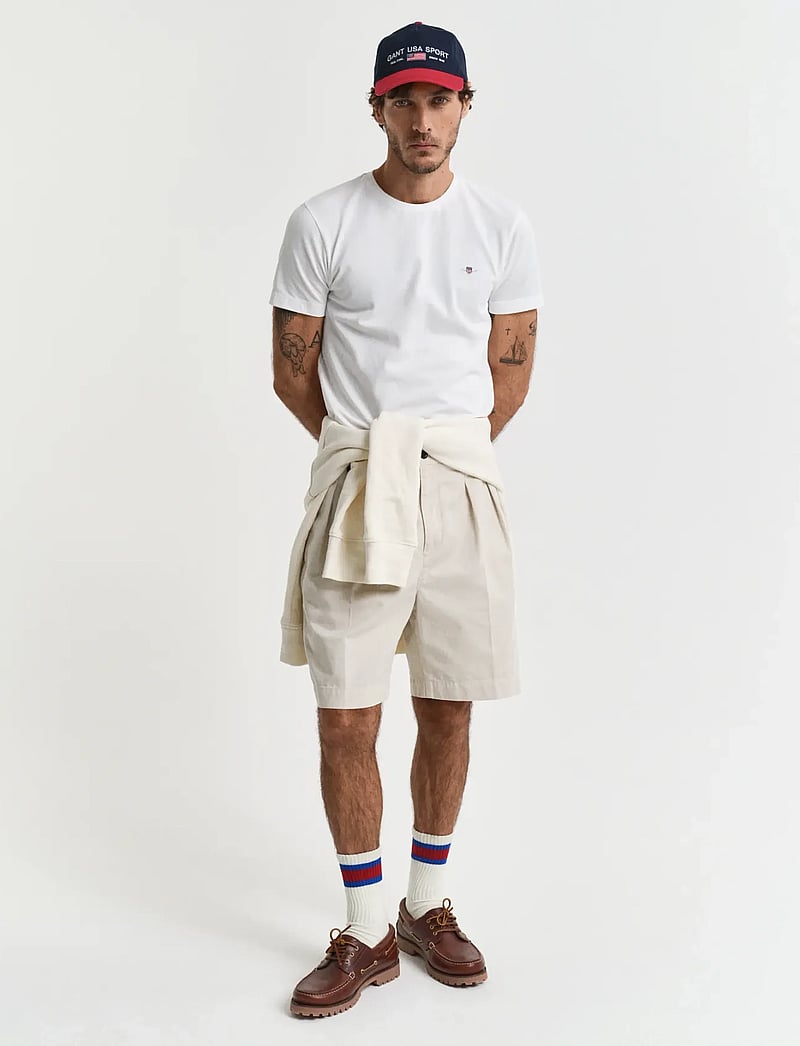 GANT - SLIM PIQUE SS T-SHIRT - marškinėliai trumpomis rankovėmis - eggshell - 5