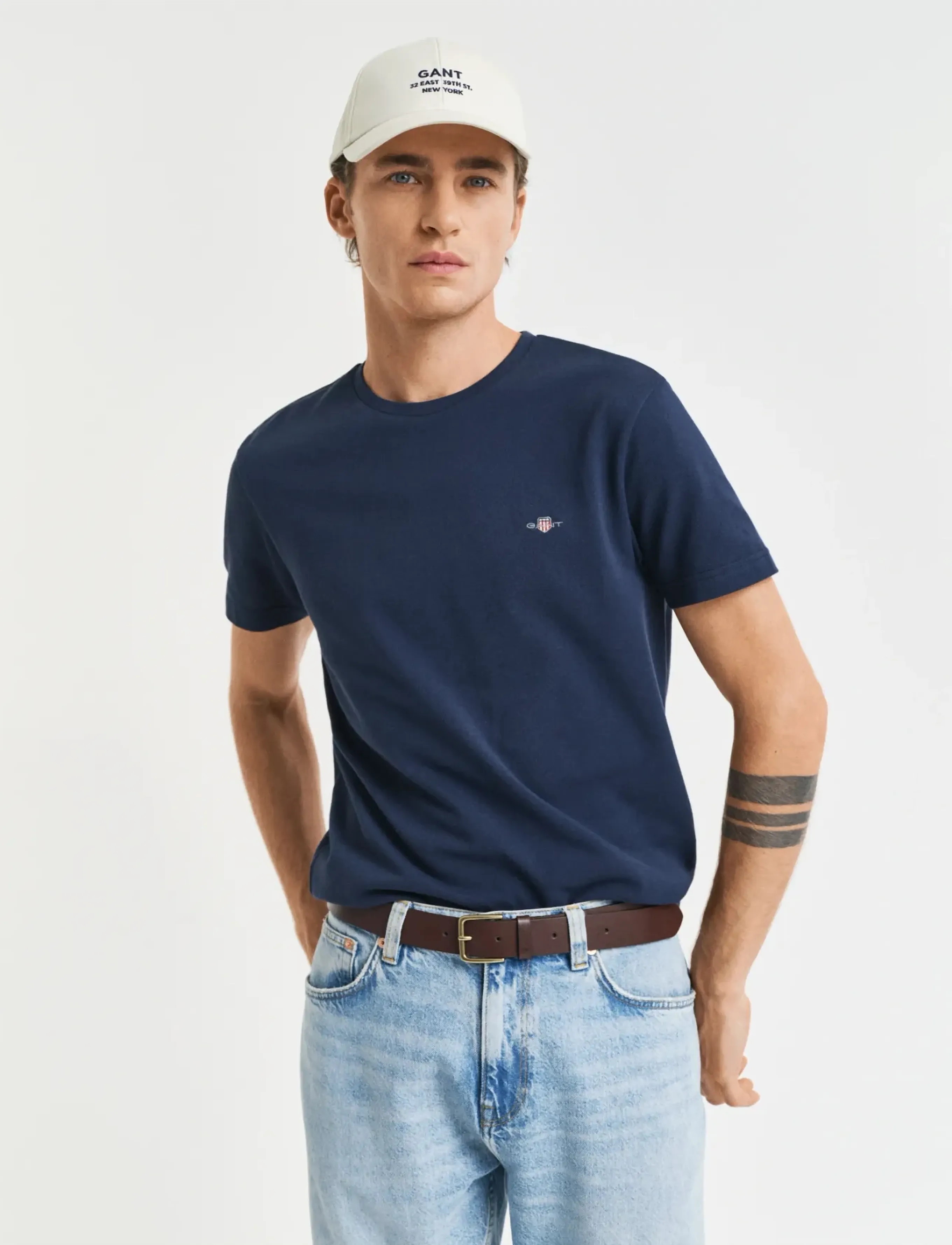 GANT SLIM PIQUE SS T-SHIRT - Bolir - EVENING BLUE / blue