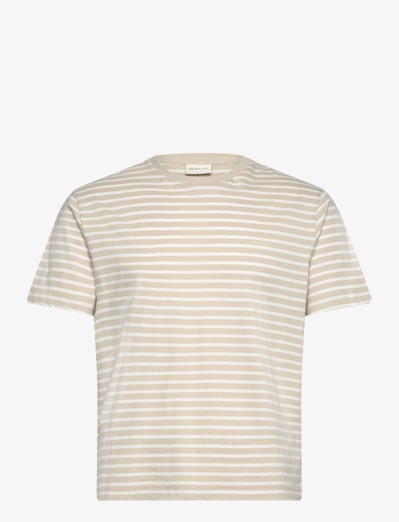GANT - STRIPED T-SHIRT - kortärmade t-shirts - silky beige - 0