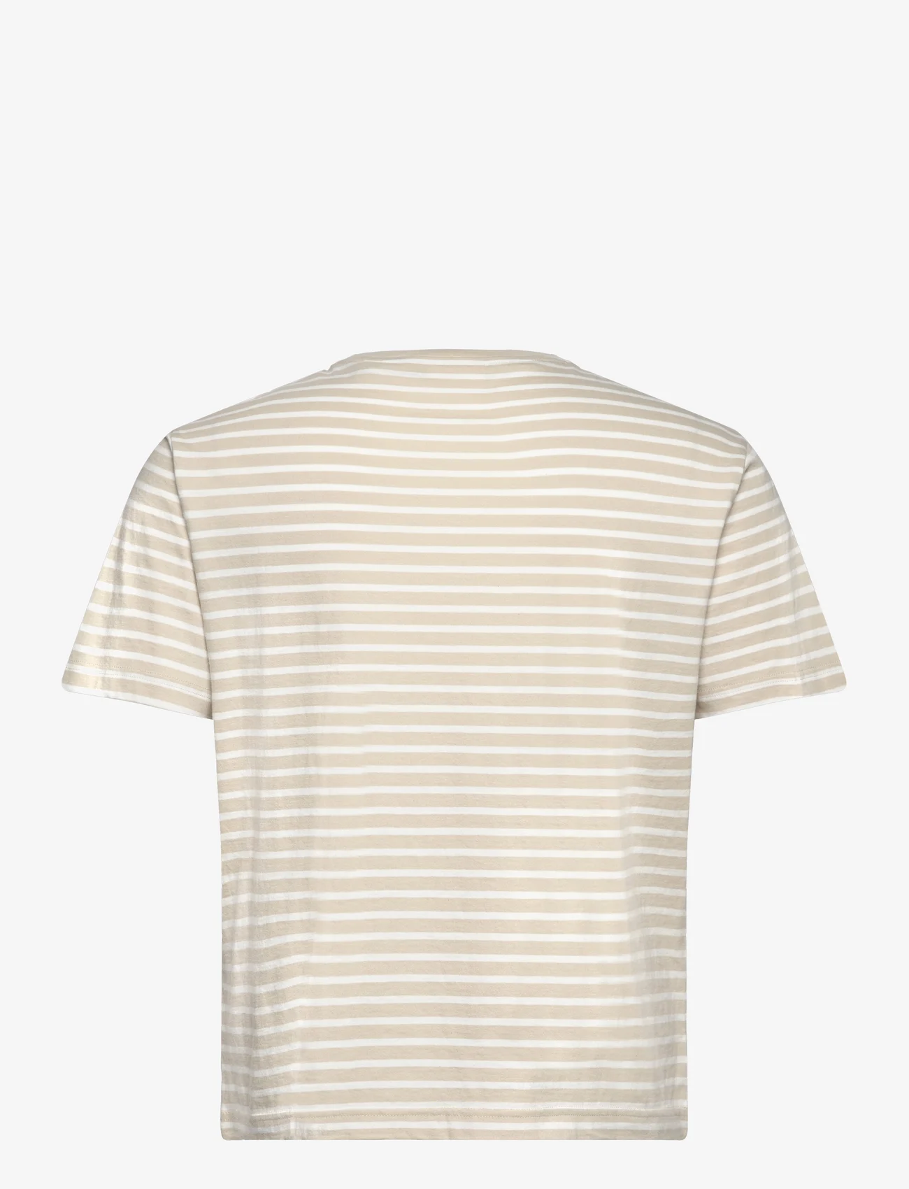GANT - STRIPED T-SHIRT - kortärmade t-shirts - silky beige - 1