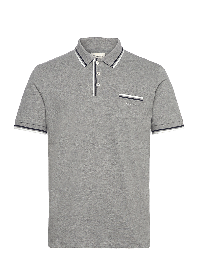 GANT - 2-COL TIPPING SS PIQUE POLO - kortärmade pikéer - grey melange - 0
